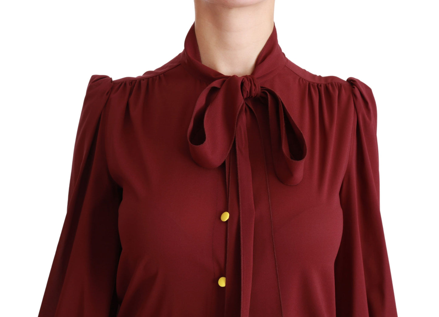 Dolce & Gabbana Elegante blusa polo en mezcla de seda granate