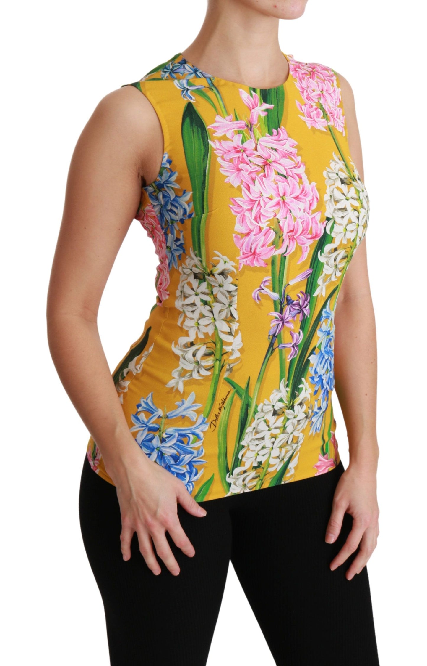 Dolce & Gabbana Blusa sin mangas con cuello redondo y estampado floral Sunshine