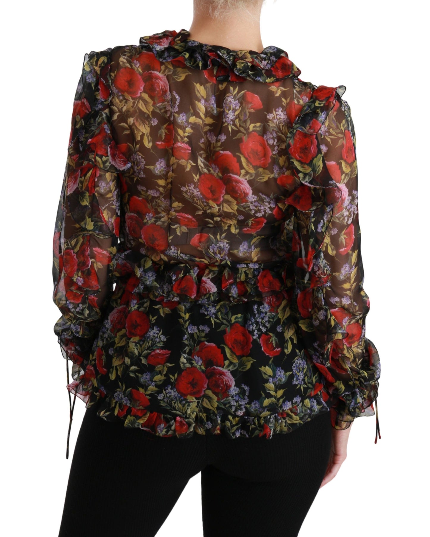 Dolce & Gabbana Elegante blusa de manga larga de seda floral