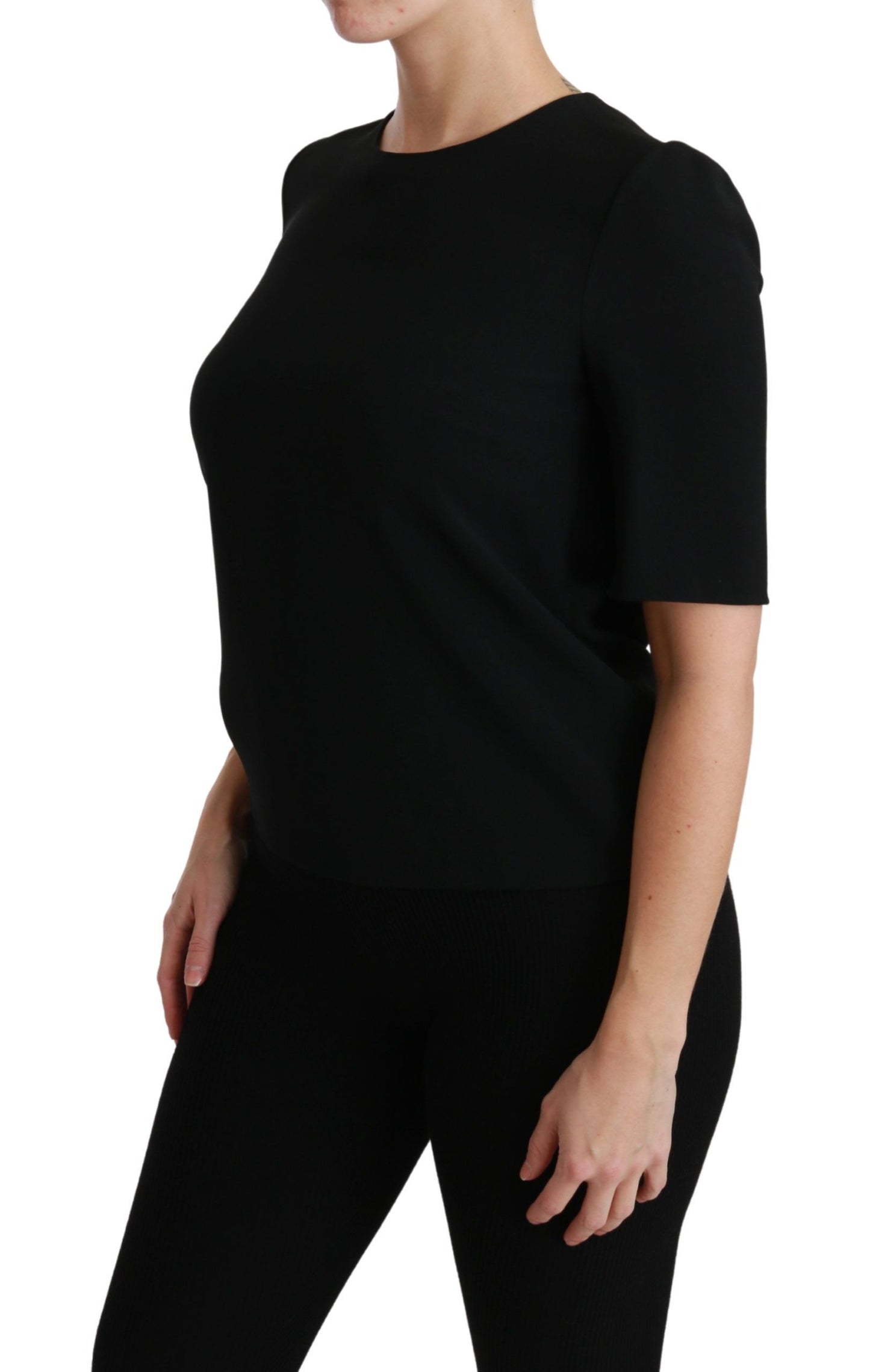 Dolce & Gabbana Elegante blusa elástica negra