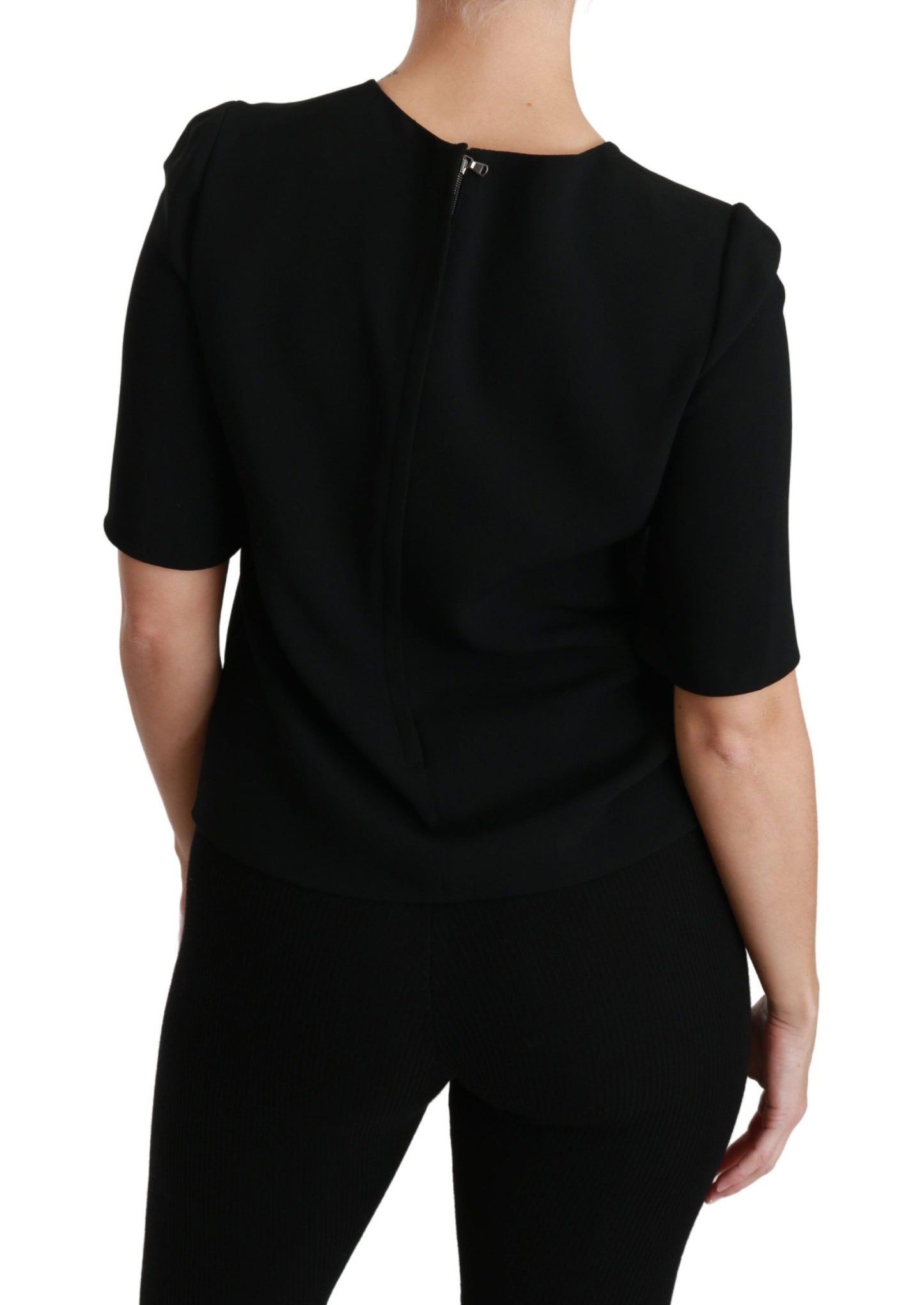 Dolce & Gabbana Elegante blusa elástica negra