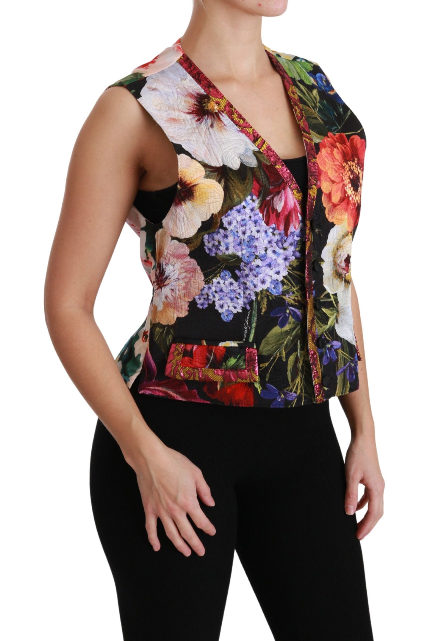 Dolce & Gabbana Chaleco sin mangas con estampado floral y brocado multicolor