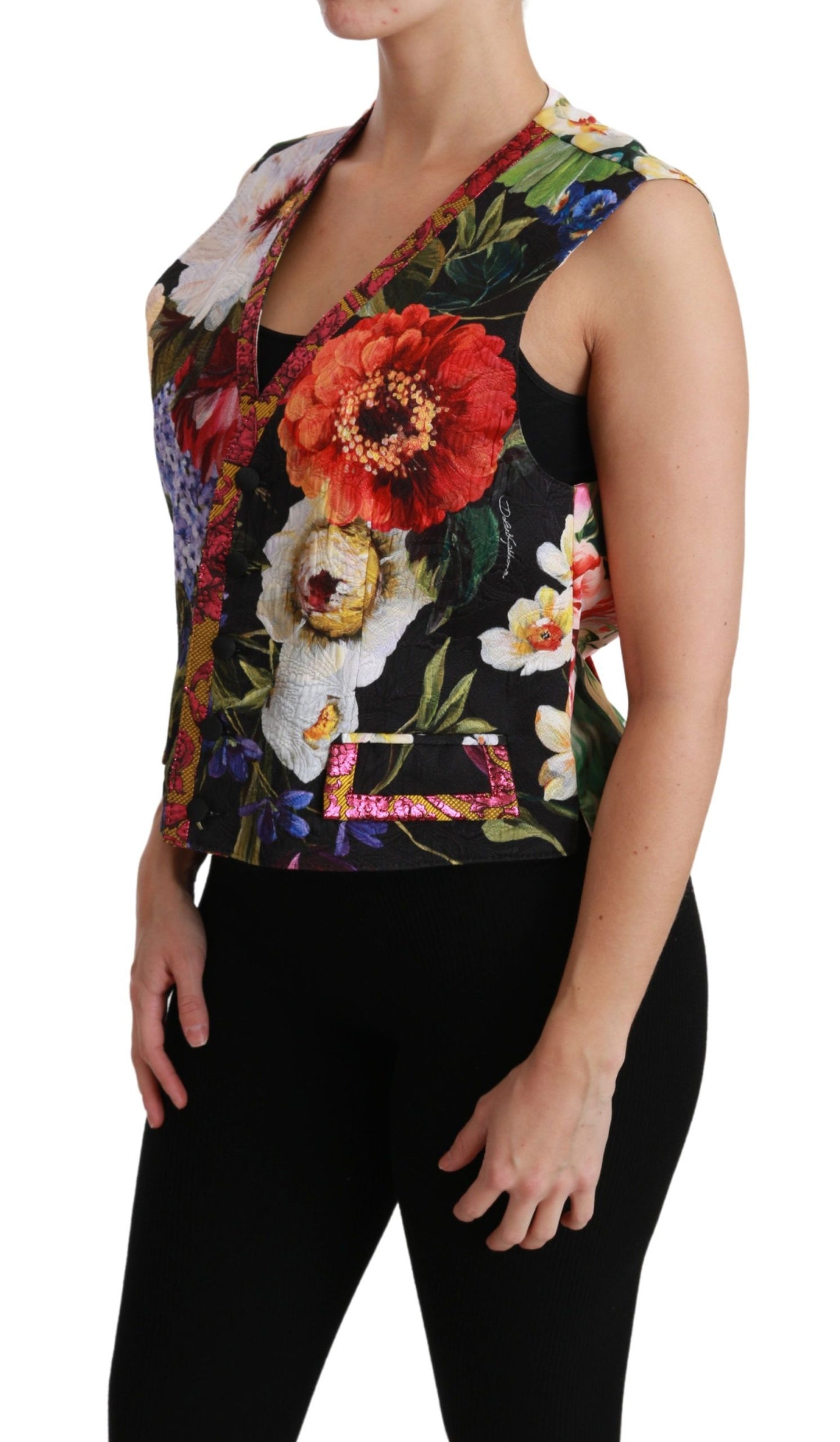 Dolce & Gabbana Chaleco sin mangas con estampado floral y brocado multicolor
