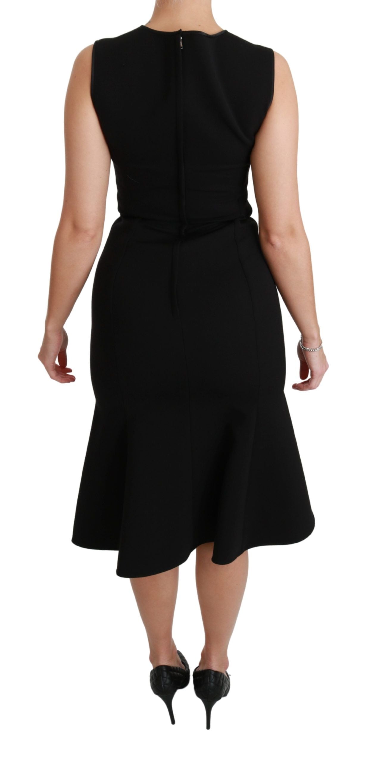 Dolce & Gabbana Vestido elegante de mezcla de lana con vuelo en negro