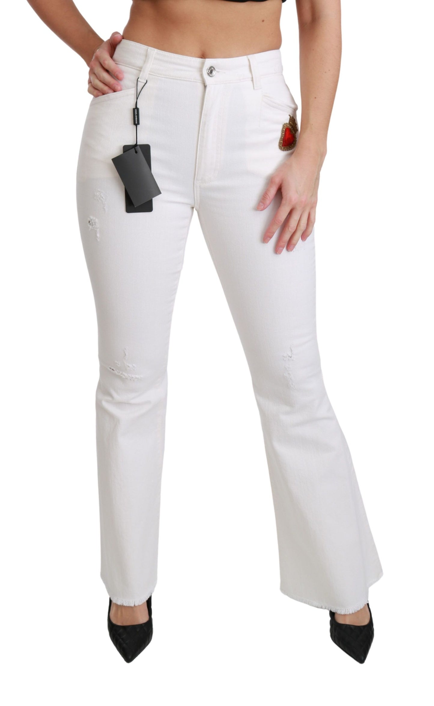 Dolce & Gabbana Pantalones elegantes acampanados con bordados de cintura media