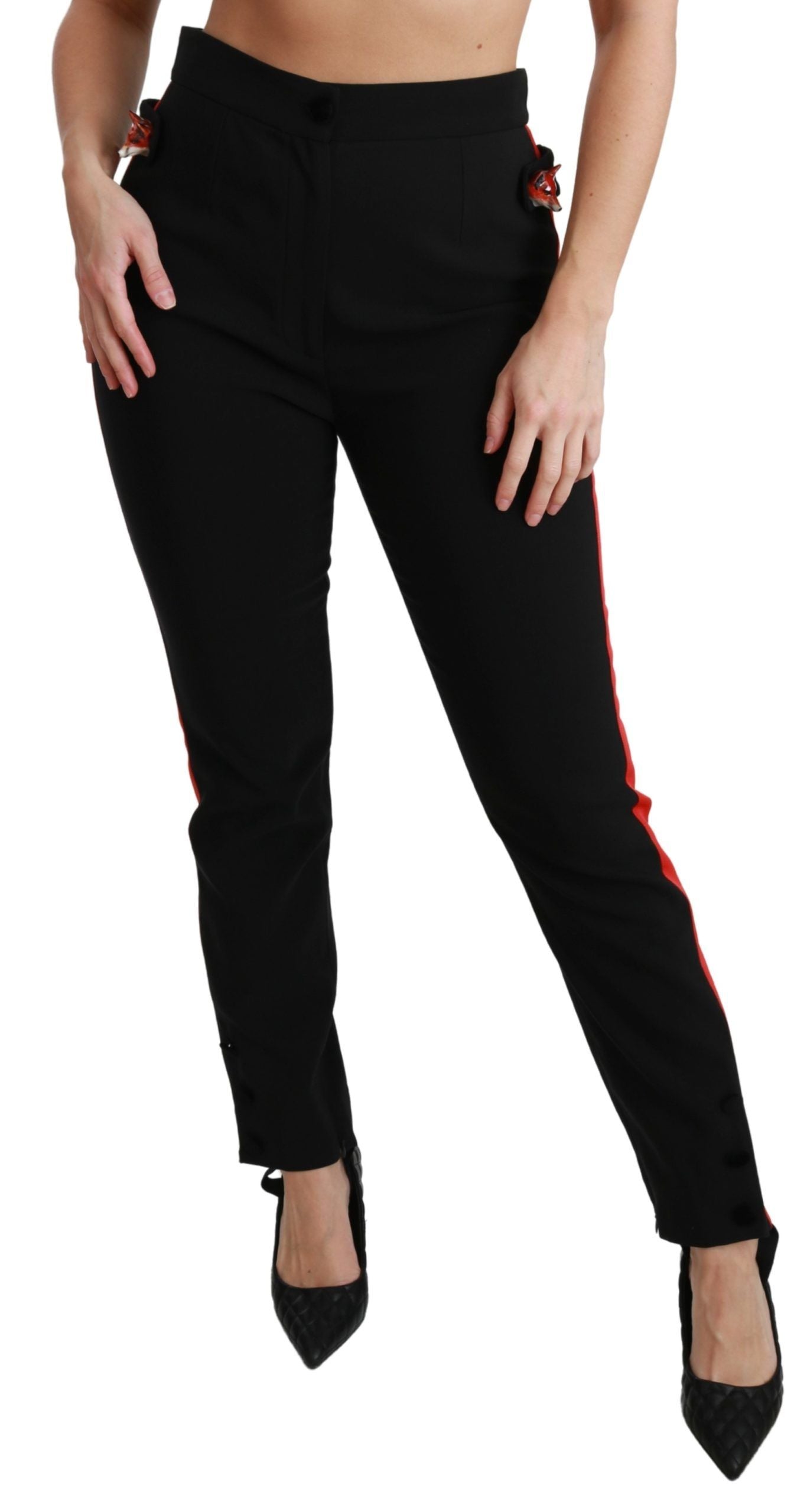 Dolce & Gabbana Pantalones pitillo elegantes de cintura alta en negro