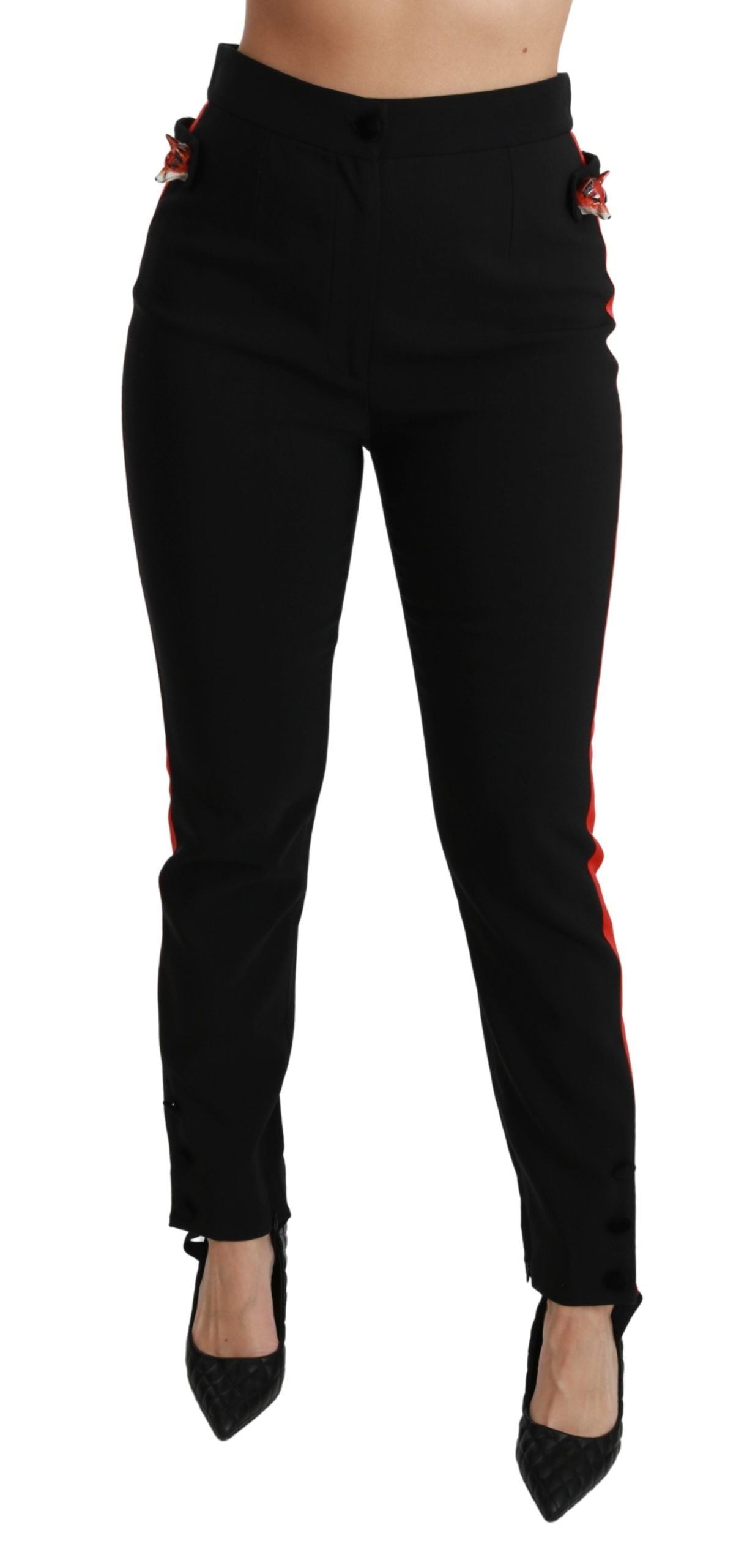 Dolce & Gabbana Pantalones pitillo elegantes de cintura alta en negro