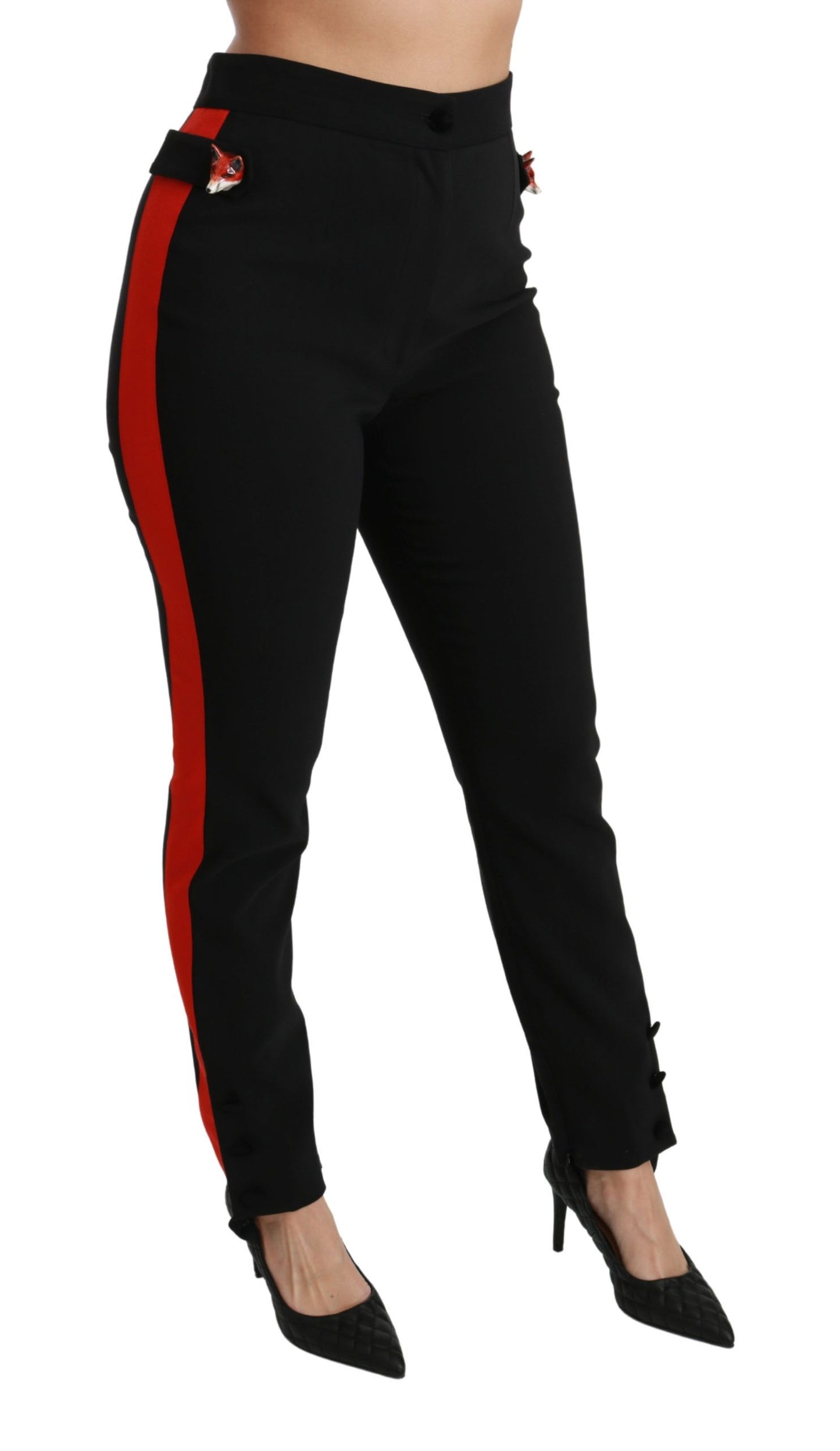 Dolce & Gabbana Pantalones pitillo elegantes de cintura alta en negro