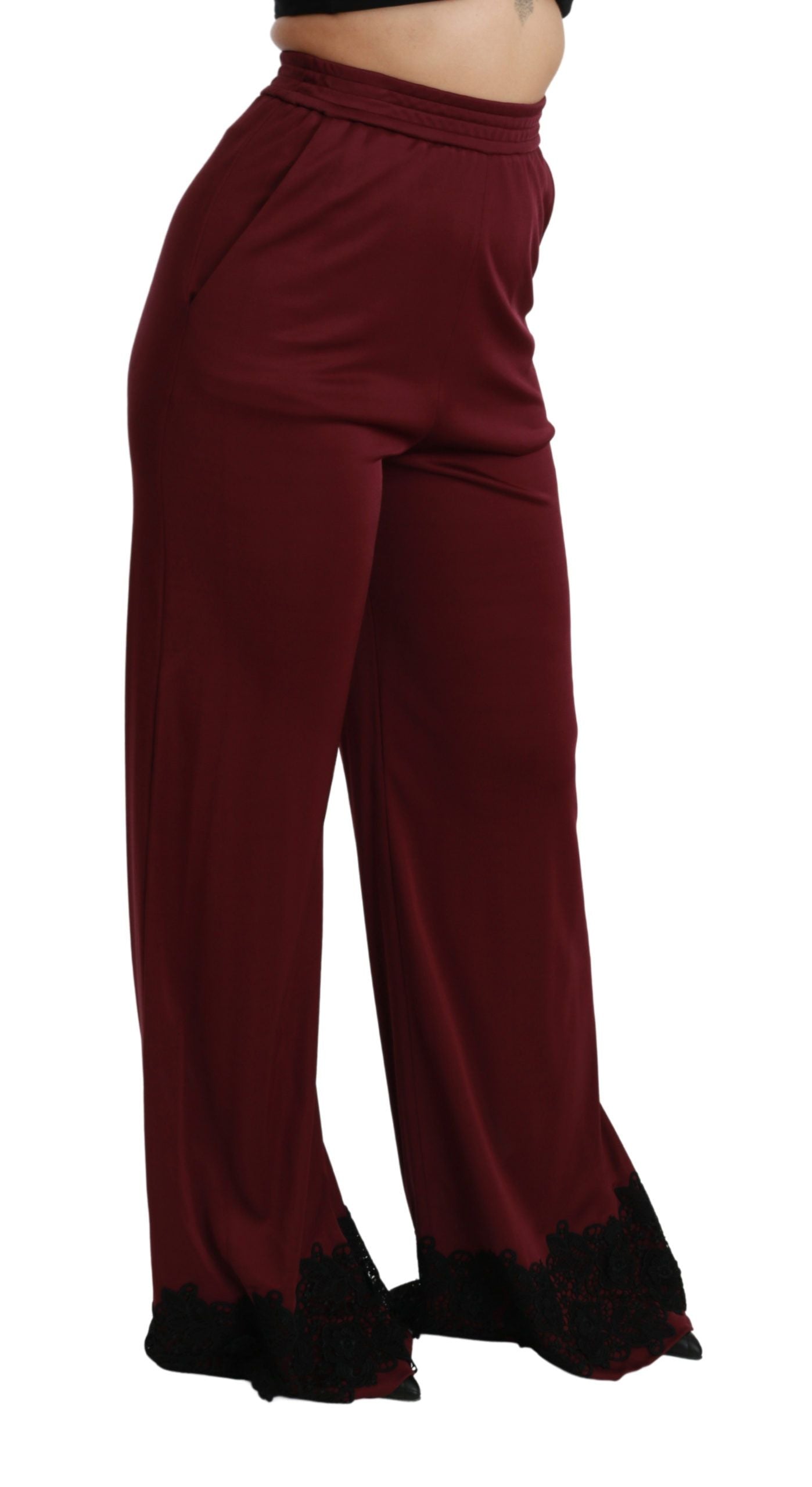 Dolce & Gabbana Pantalones anchos elegantes de cintura alta granate