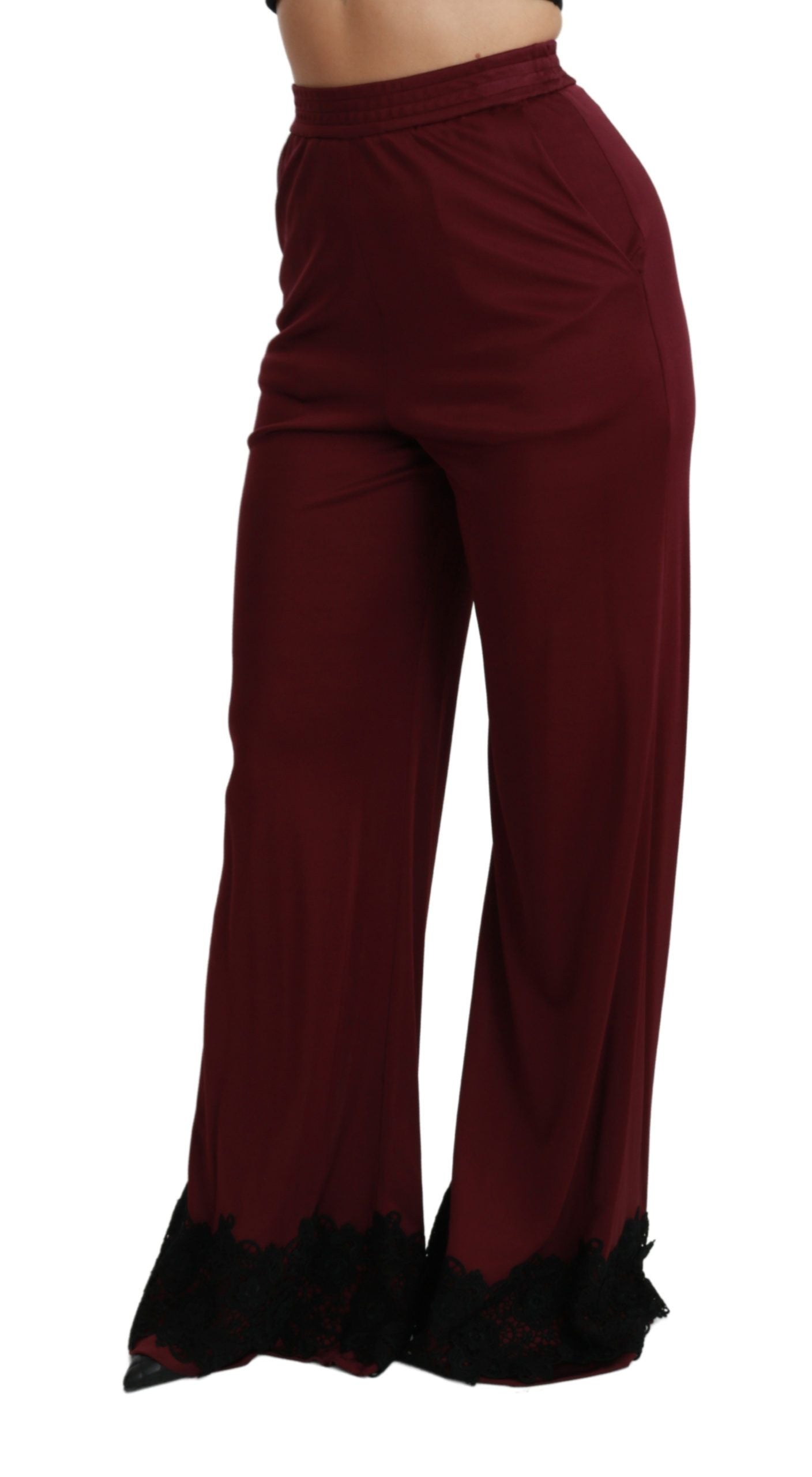 Dolce & Gabbana Pantalones anchos elegantes de cintura alta granate