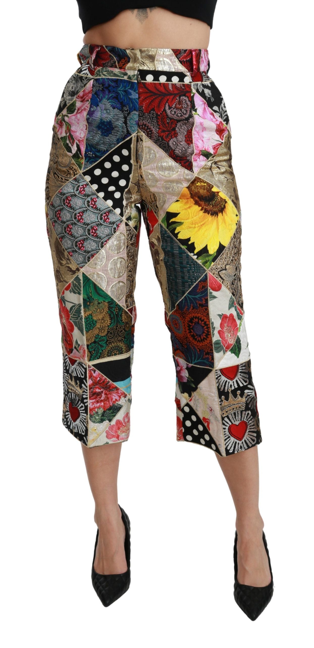 Dolce & Gabbana Pantalones cortos elegantes de mezcla de seda con cintura alta