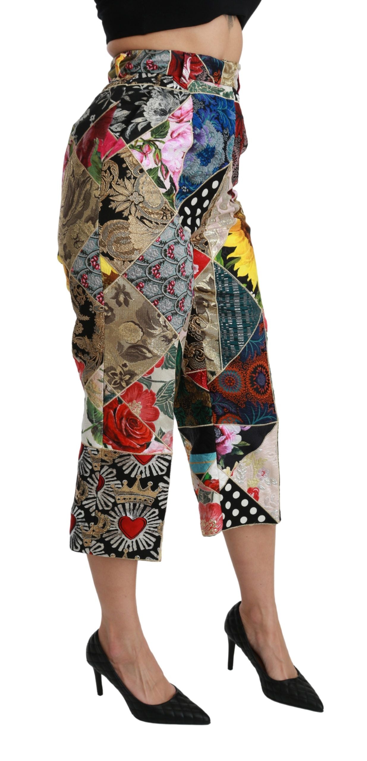 Dolce & Gabbana Pantalones cortos elegantes de mezcla de seda con cintura alta