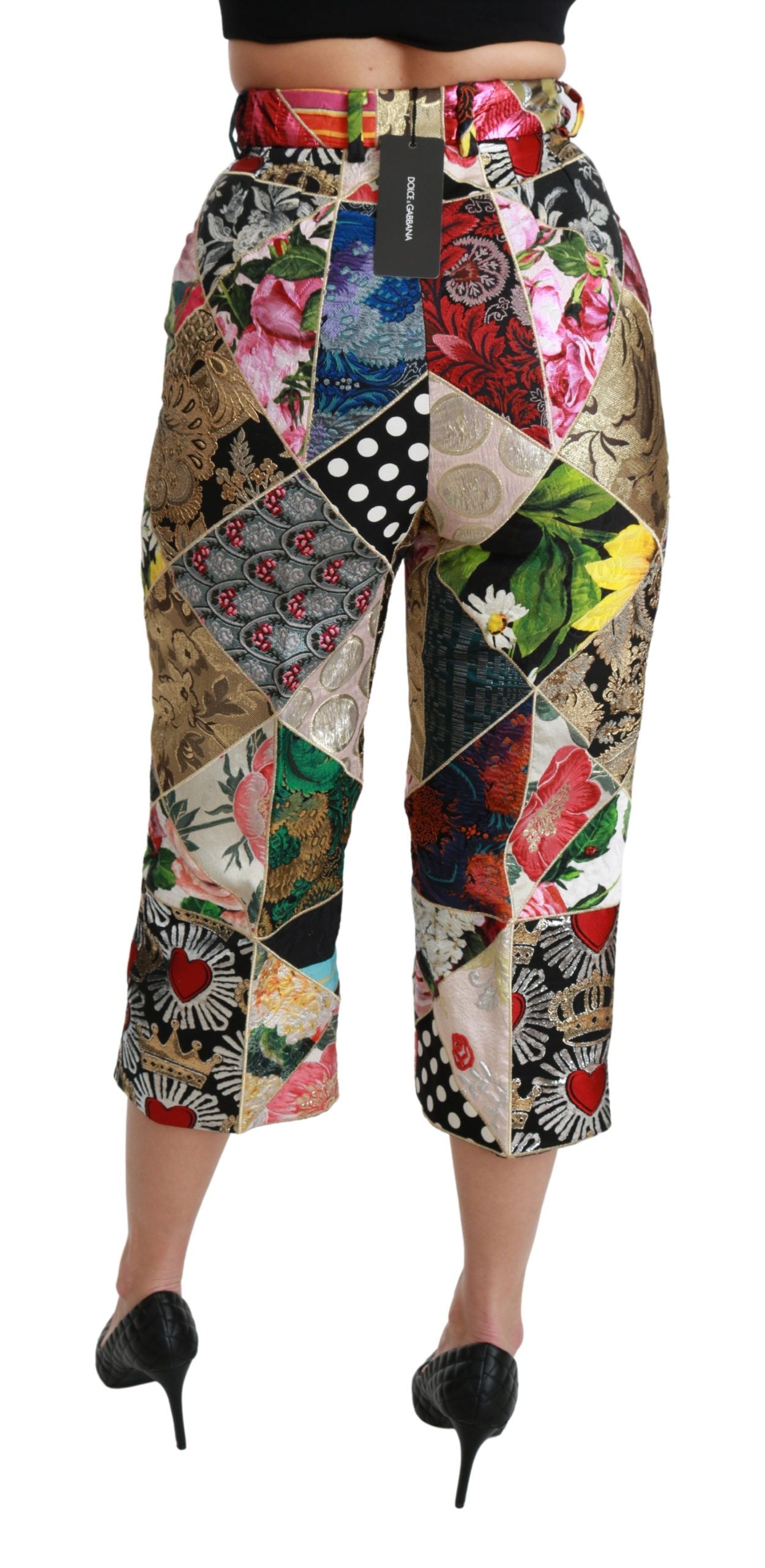 Dolce & Gabbana Pantalones cortos elegantes de mezcla de seda con cintura alta