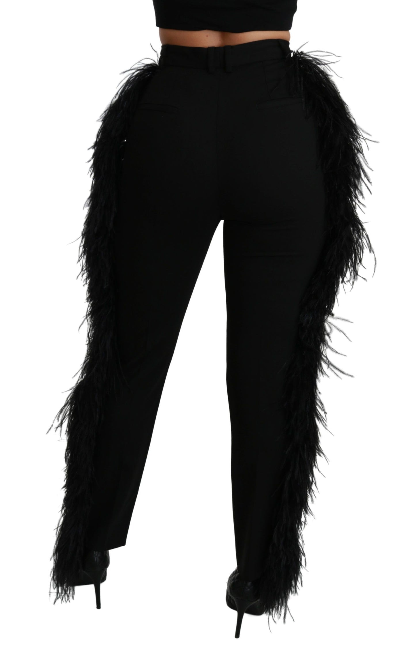 Dolce & Gabbana Pantalones elegantes de mezcla de lana de cintura alta