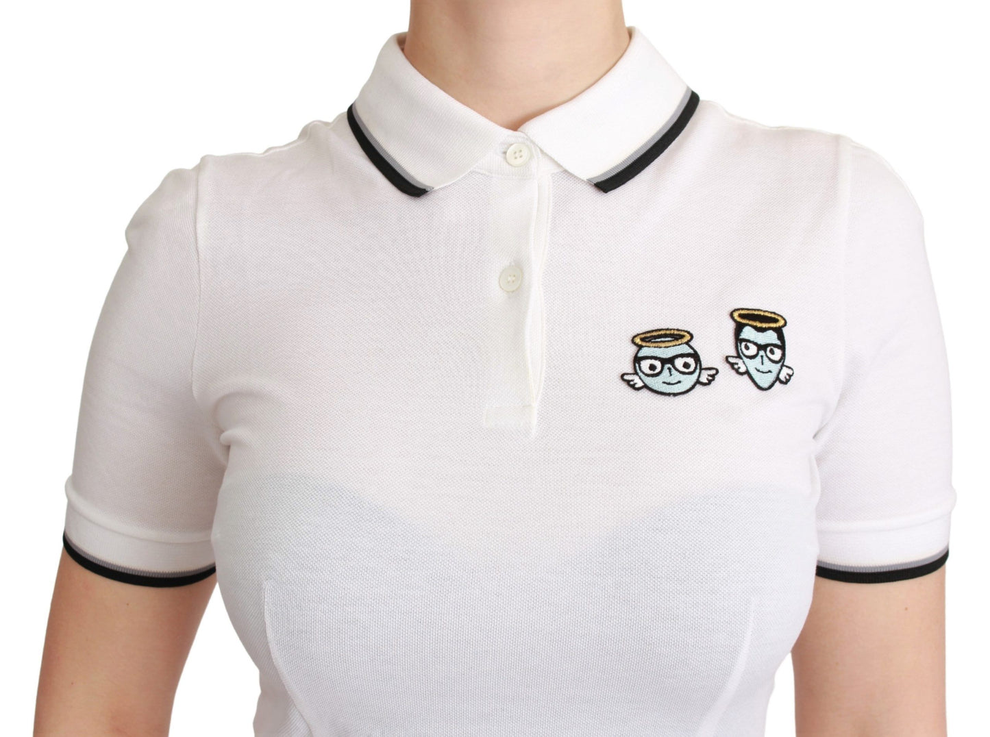 Dolce & Gabbana Chic Polo Camiseta con bordado de ángel