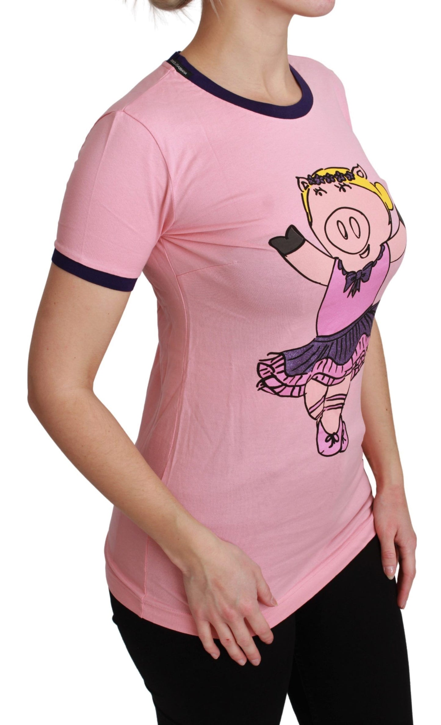 Dolce & Gabbana Camiseta rosa con cuello redondo del Año del Cerdo