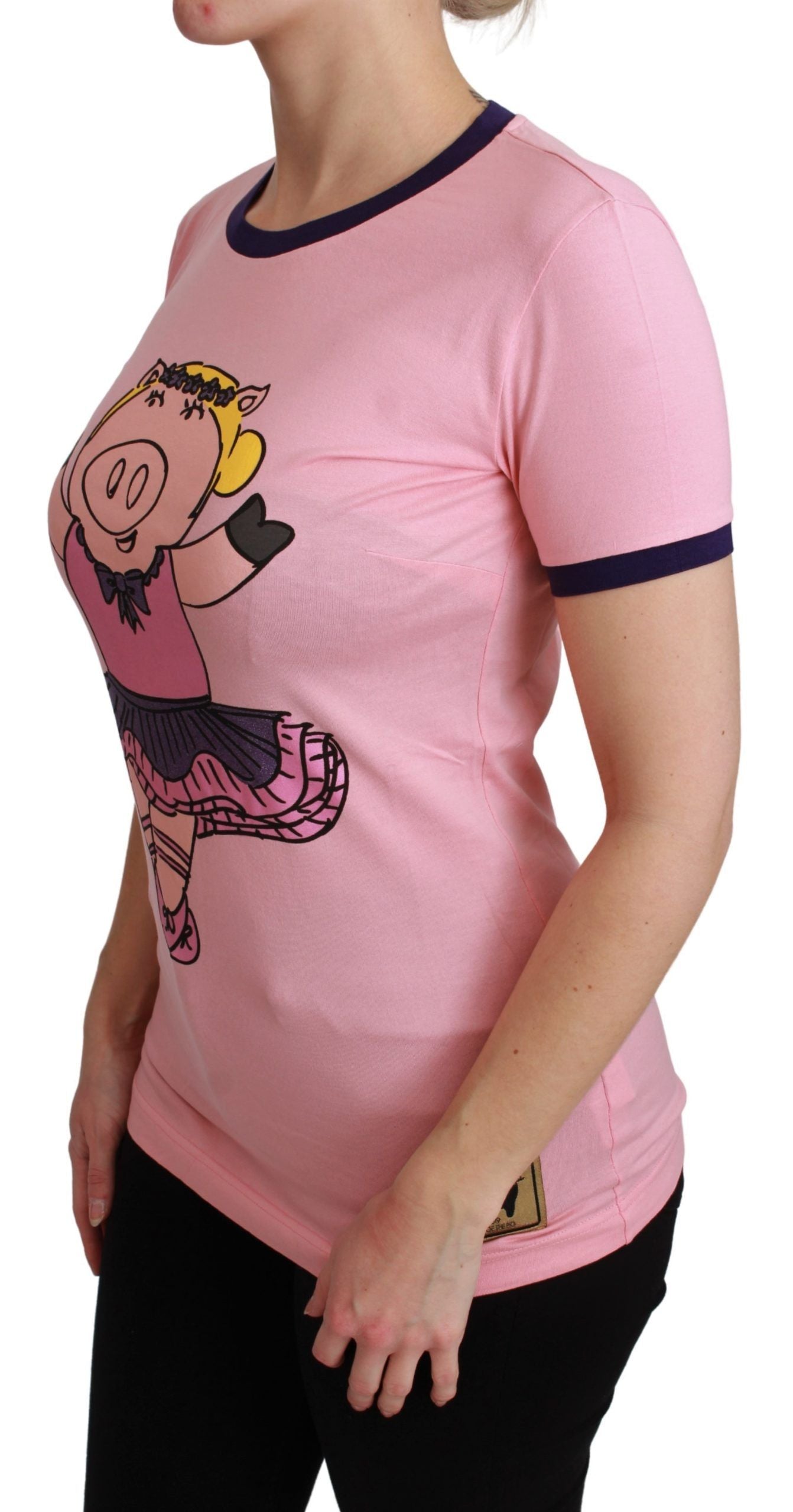 Dolce & Gabbana Camiseta rosa con cuello redondo del Año del Cerdo