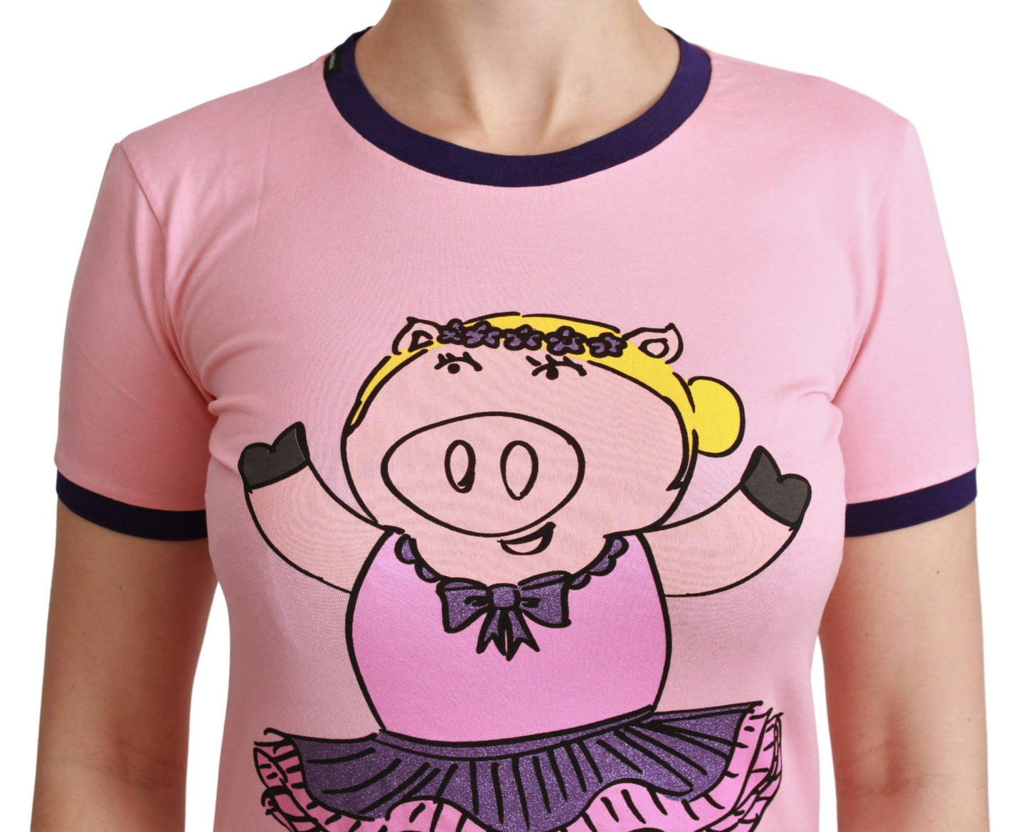 Dolce & Gabbana Camiseta rosa con cuello redondo del Año del Cerdo