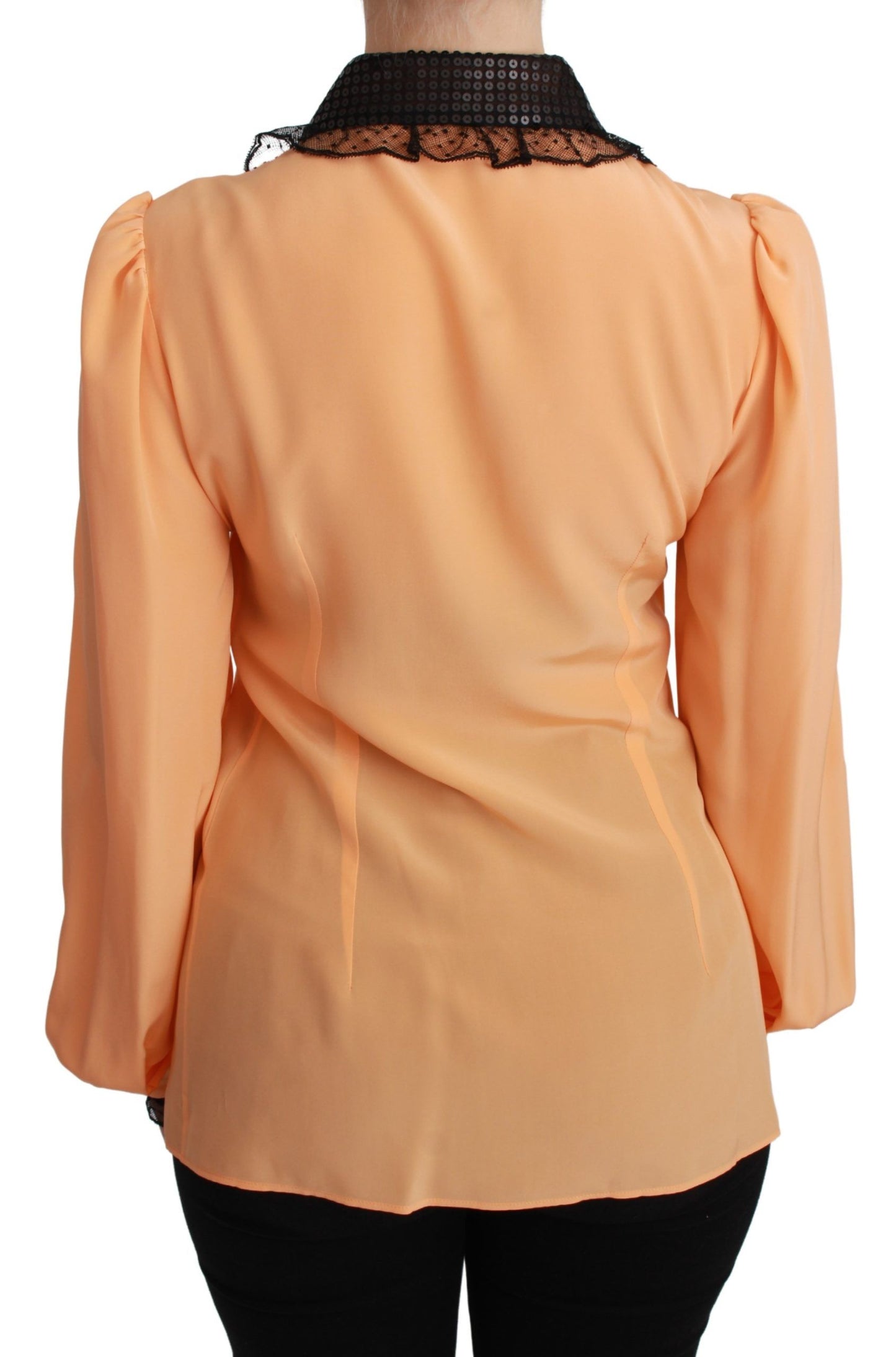 Dolce & Gabbana Blusa amarilla en mezcla de seda con cuello de lentejuelas