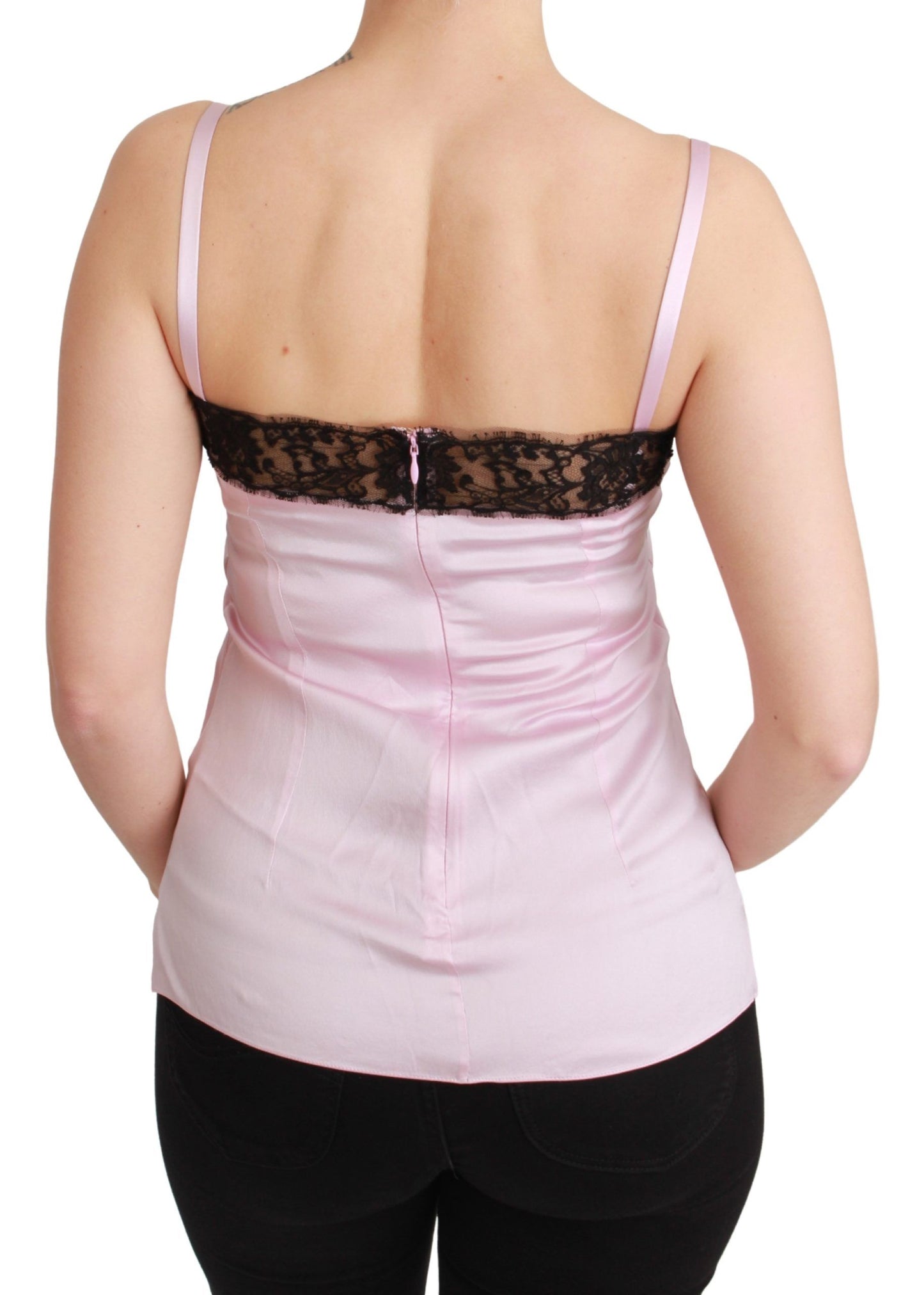 Dolce & Gabbana Camiseta sin mangas elegante con detalle de encaje de seda