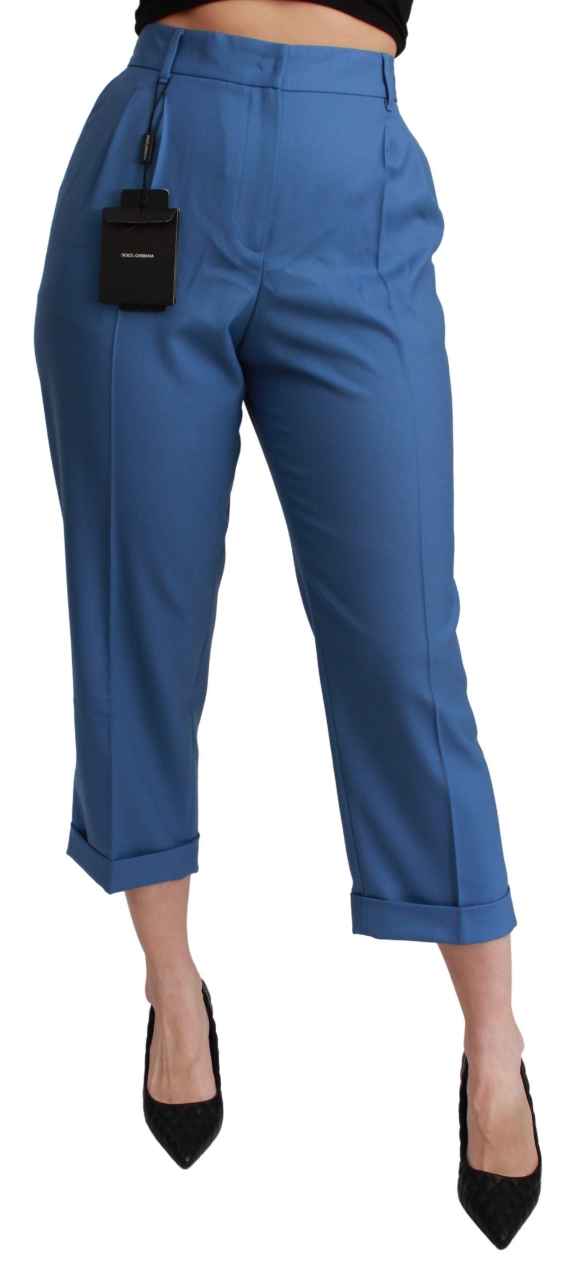 Dolce & Gabbana Pantalones elegantes con puños de lana plisados