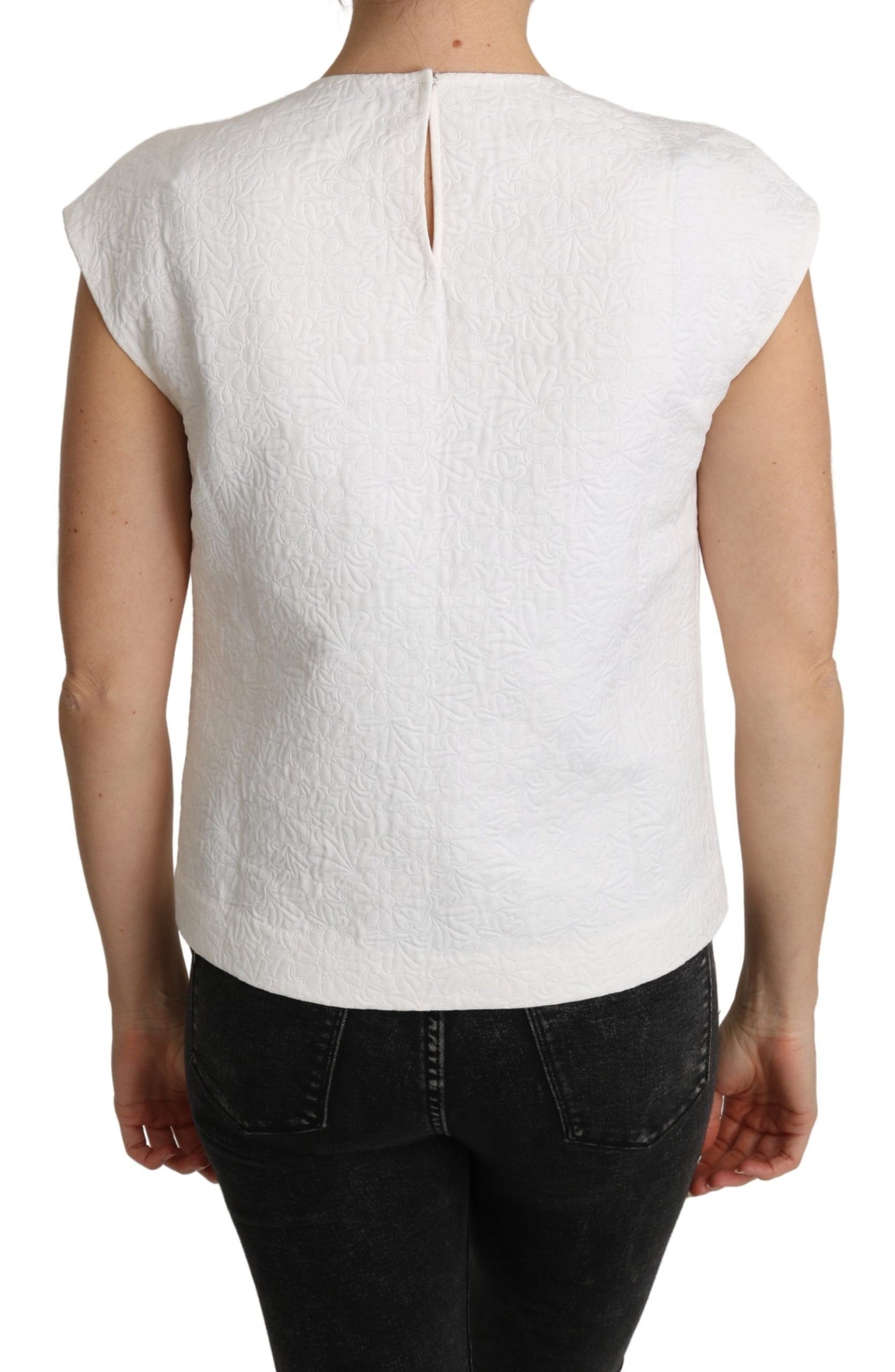 Dolce & Gabbana Elegante blusa blanca de mezcla de algodón