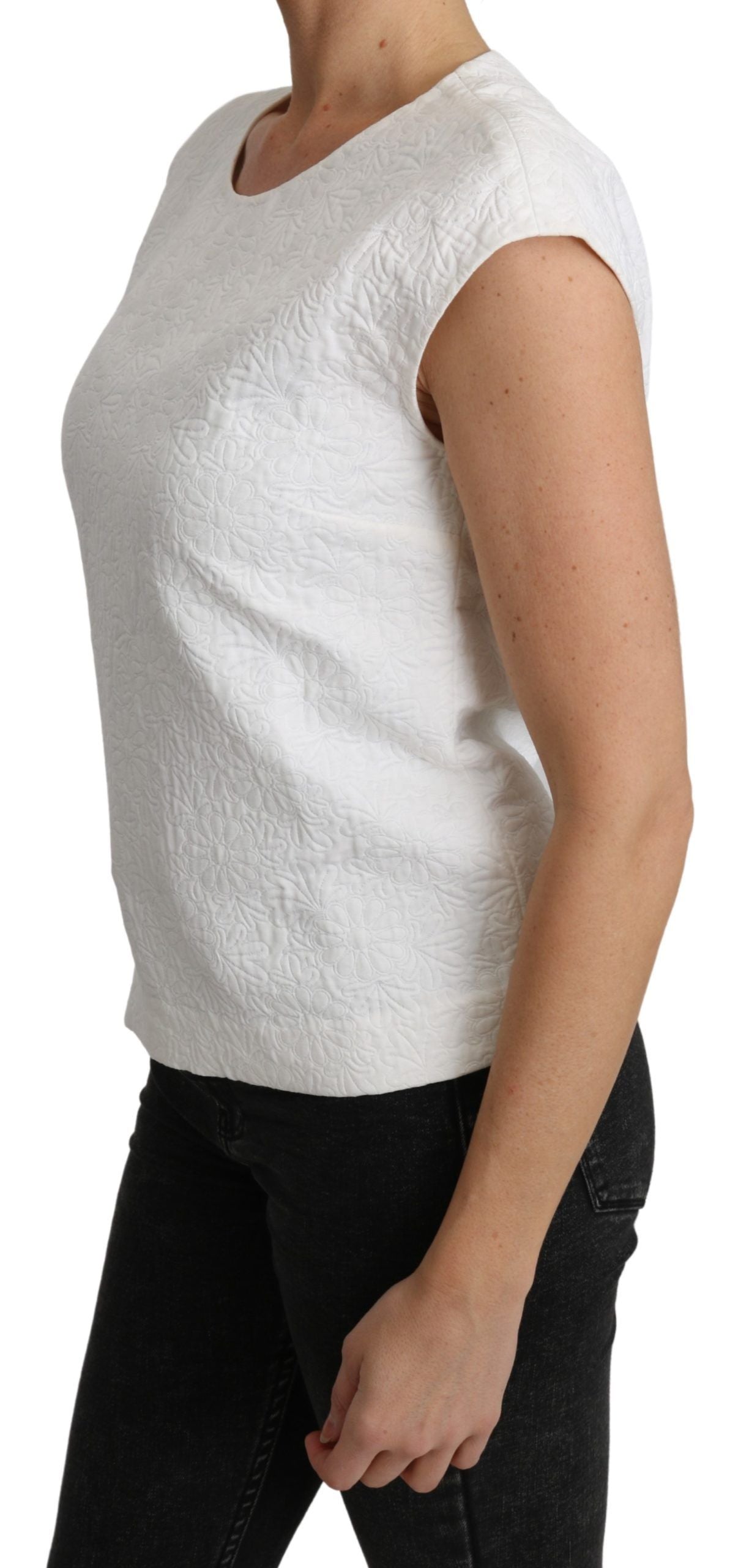 Dolce & Gabbana Elegante blusa blanca de mezcla de algodón