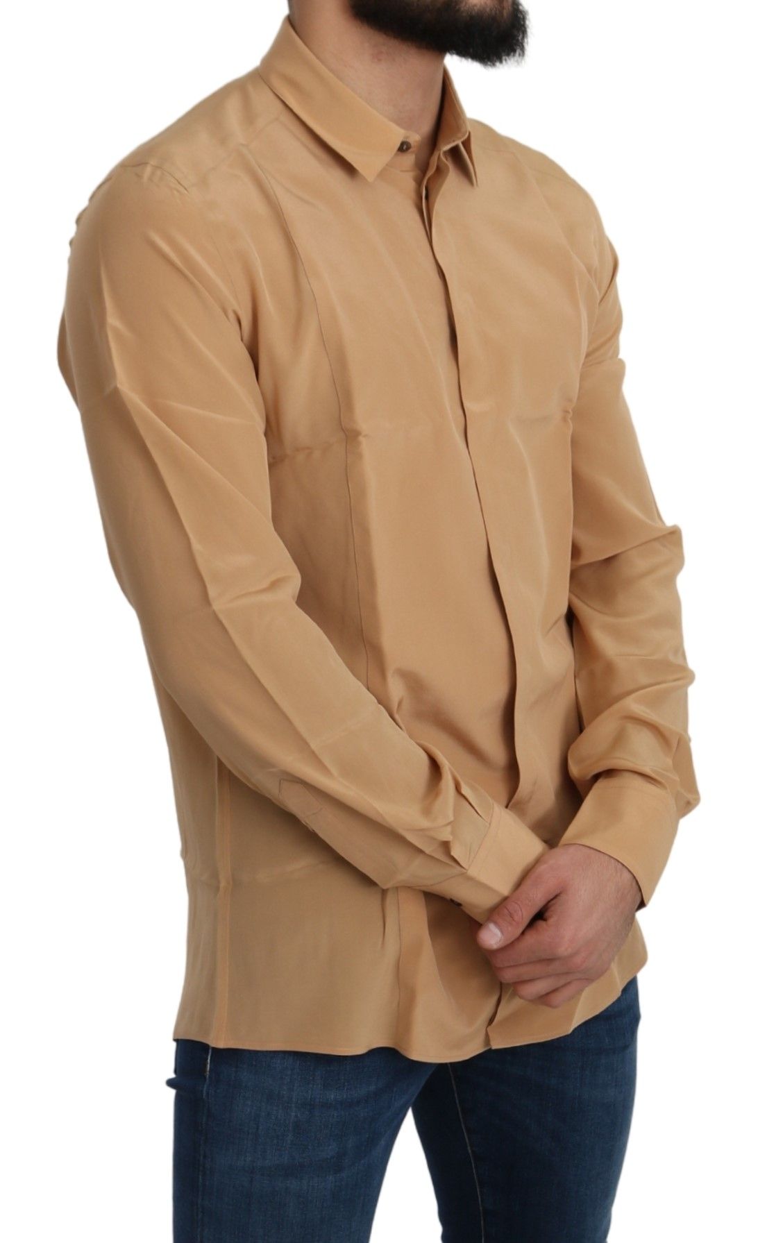 Dolce & Gabbana Elegant Yellow Silk Men's Formal Shirt – IT40 | M par Dolce & Gabbana | Disponible sur Sandy Store ByNet