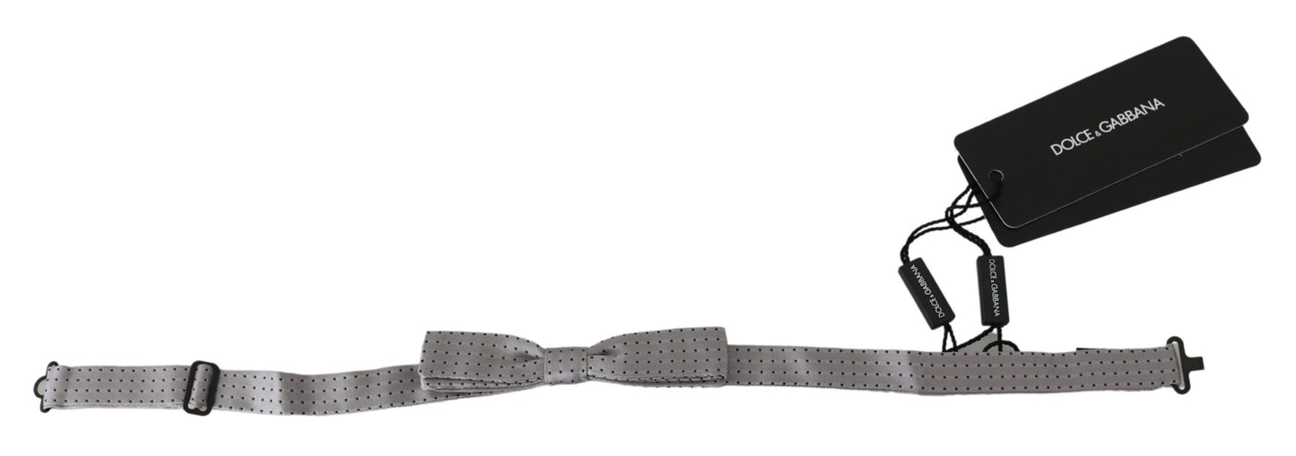 Dolce & Gabbana Pajarita elegante de seda gris con lunares