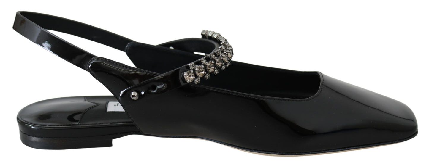 Jimmy Choo Elegant Black Patent Flats with Crystal Accent – EU36.5/US6.5 par Jimmy Choo | Disponible sur Sandy Store ByNet