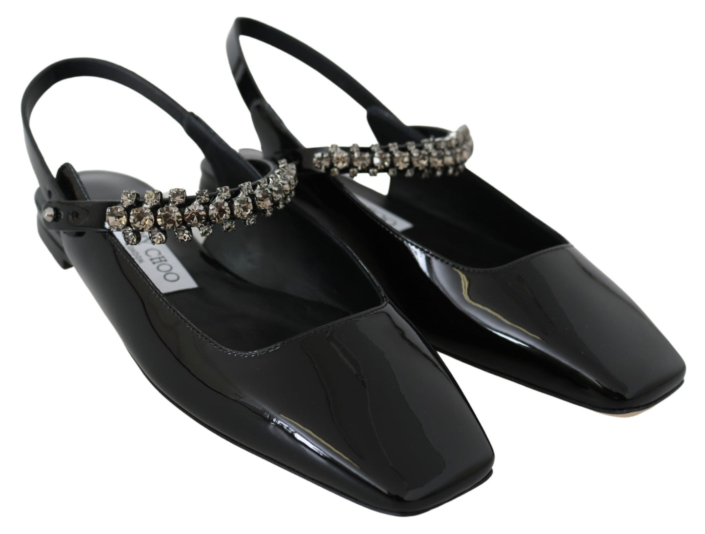 Jimmy Choo Elegant Black Patent Flats with Crystal Accent – EU36.5/US6.5 par Jimmy Choo | Disponible sur Sandy Store ByNet