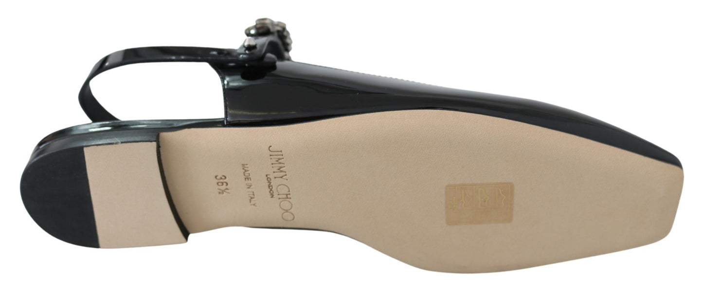 Jimmy Choo Elegant Black Patent Flats with Crystal Accent – EU36.5/US6.5 par Jimmy Choo | Disponible sur Sandy Store ByNet