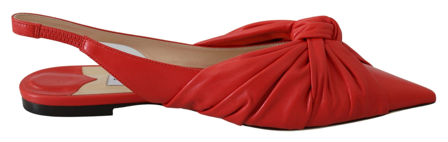 Jimmy Choo Chic Red Pointed Toe Leather Flats – EU36.5/US6.5 par Jimmy Choo | Disponible sur Sandy Store ByNet