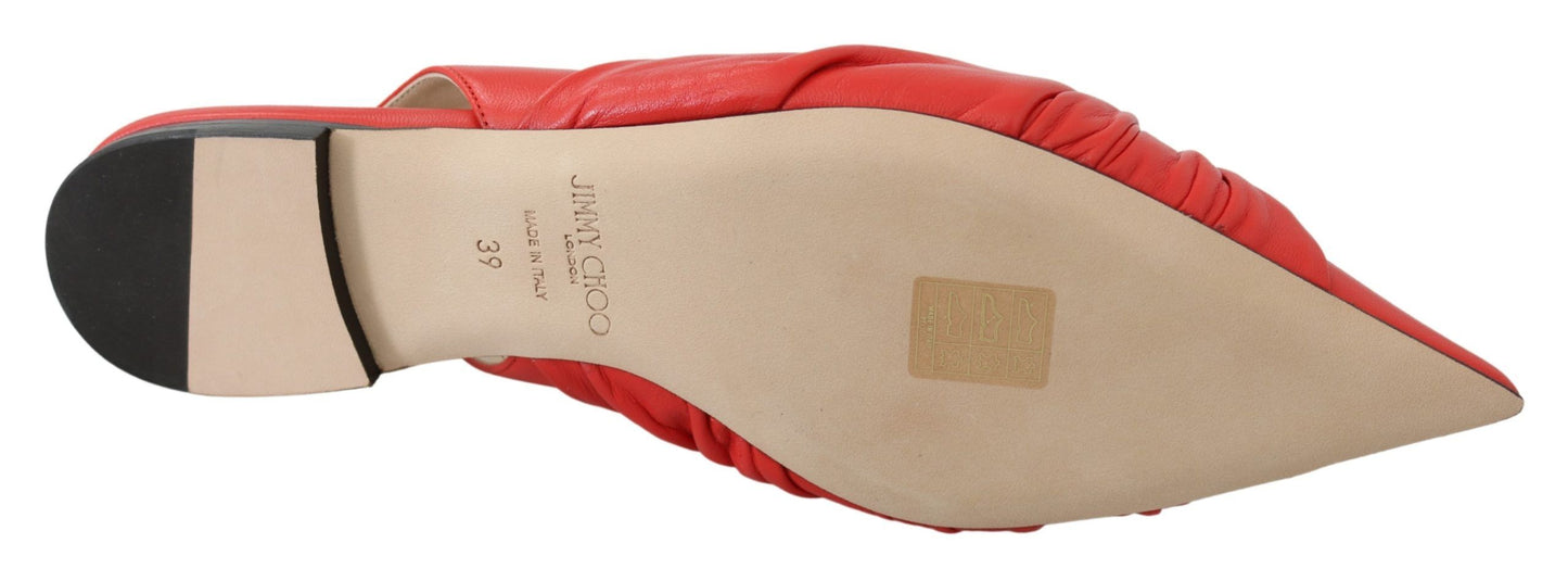 Jimmy Choo Chic Red Pointed Toe Leather Flats – EU36.5/US6.5 par Jimmy Choo | Disponible sur Sandy Store ByNet