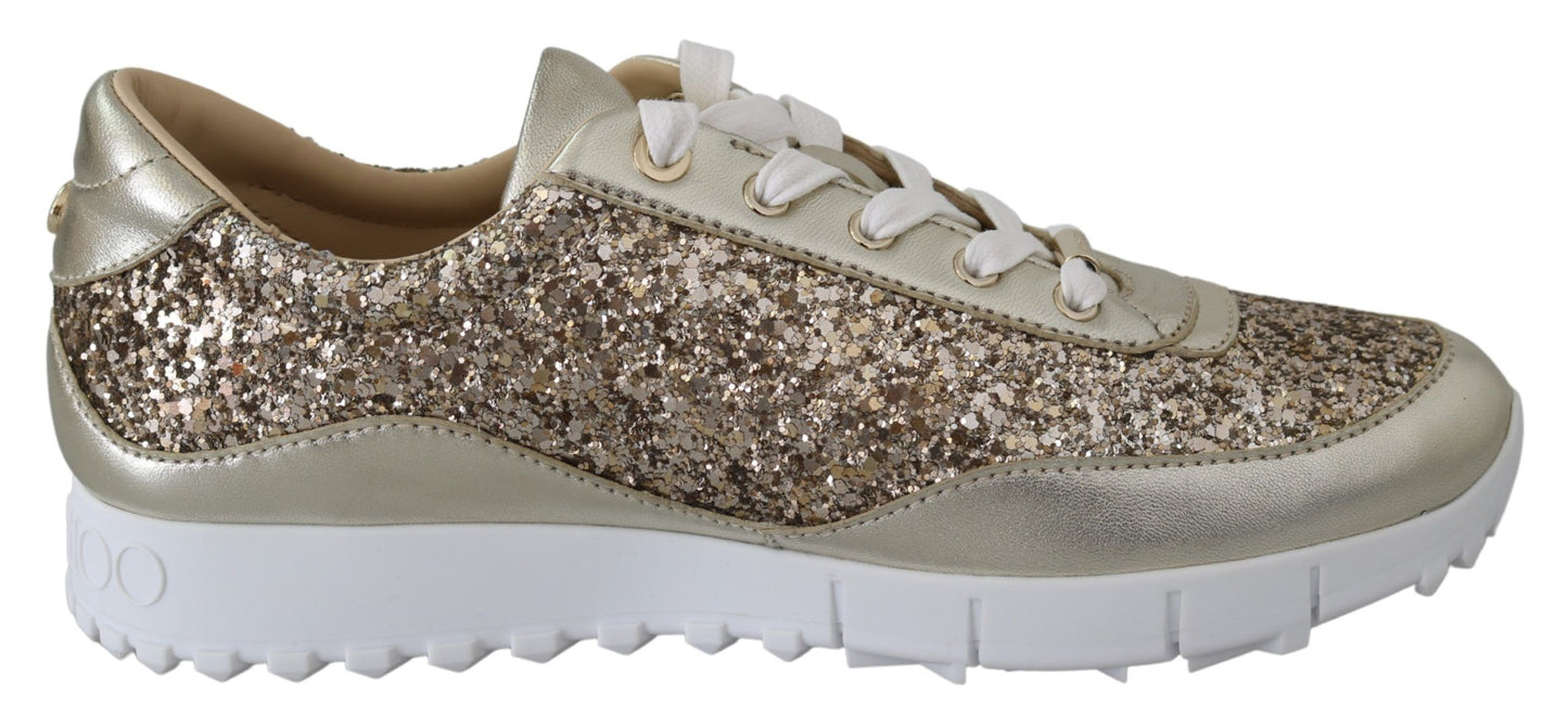 Jimmy Choo Antique Gold Glitter Leather Sneakers – EU34.5/US4.5 par Jimmy Choo | Disponible sur Sandy Store ByNet