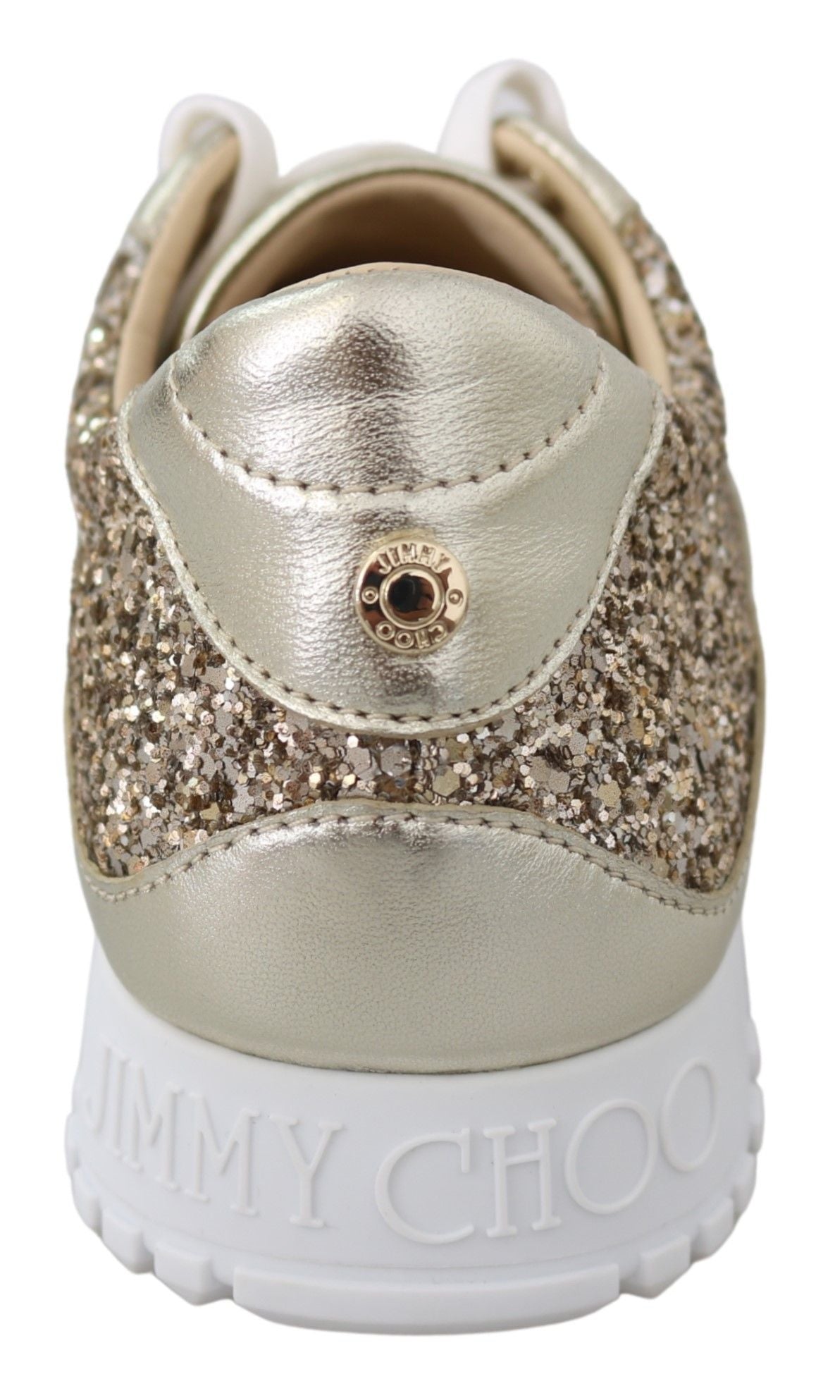Jimmy Choo Antique Gold Glitter Leather Sneakers – EU34.5/US4.5 par Jimmy Choo | Disponible sur Sandy Store ByNet