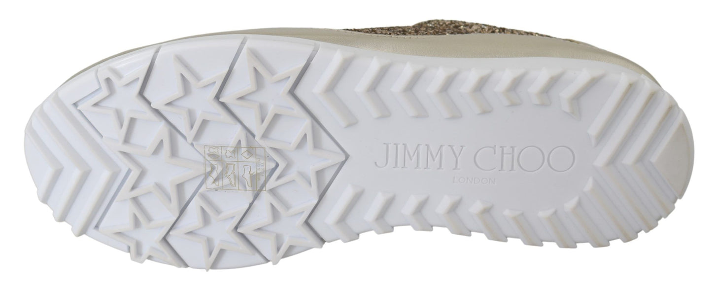 Jimmy Choo Antique Gold Glitter Leather Sneakers – EU34.5/US4.5 par Jimmy Choo | Disponible sur Sandy Store ByNet