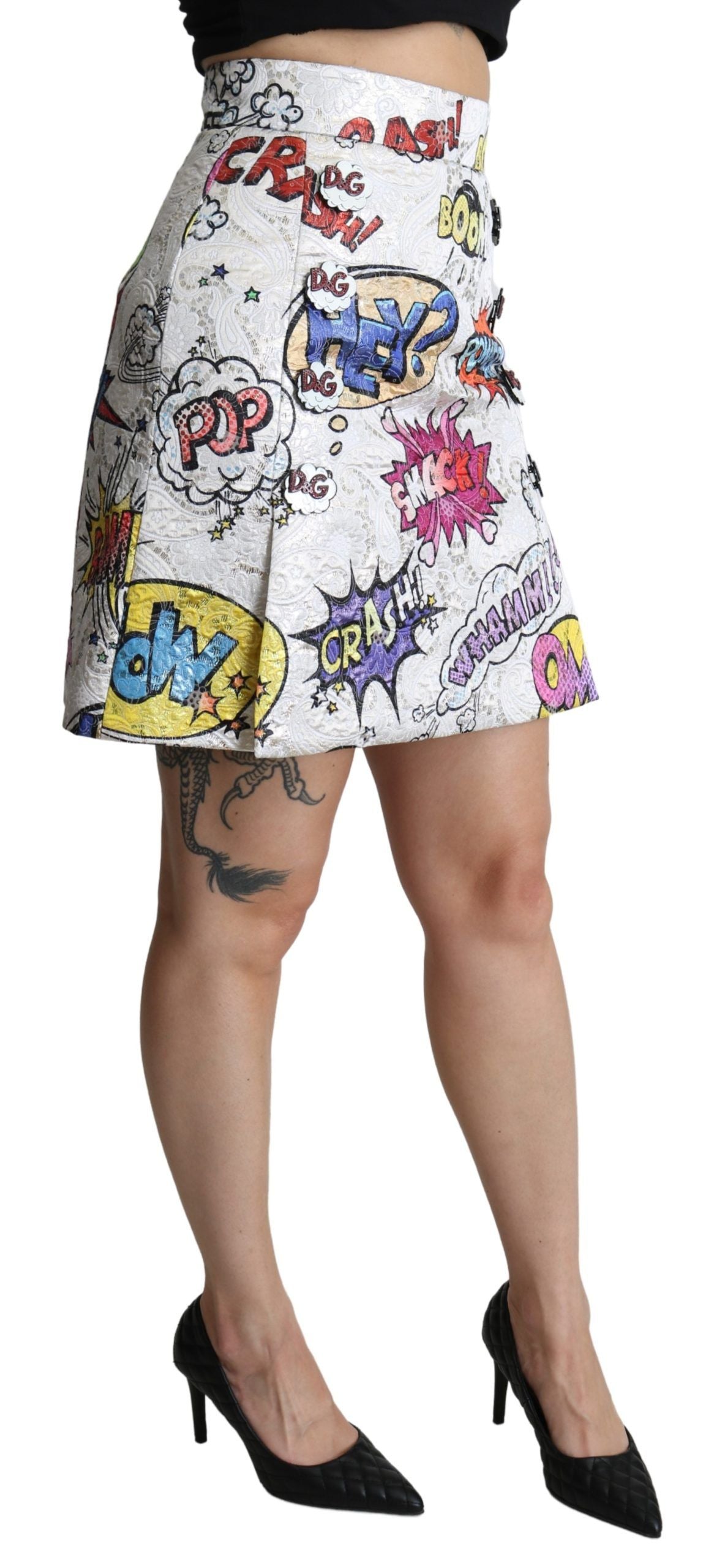 Dolce & Gabbana Minifalda elegante con brocado de dibujos animados