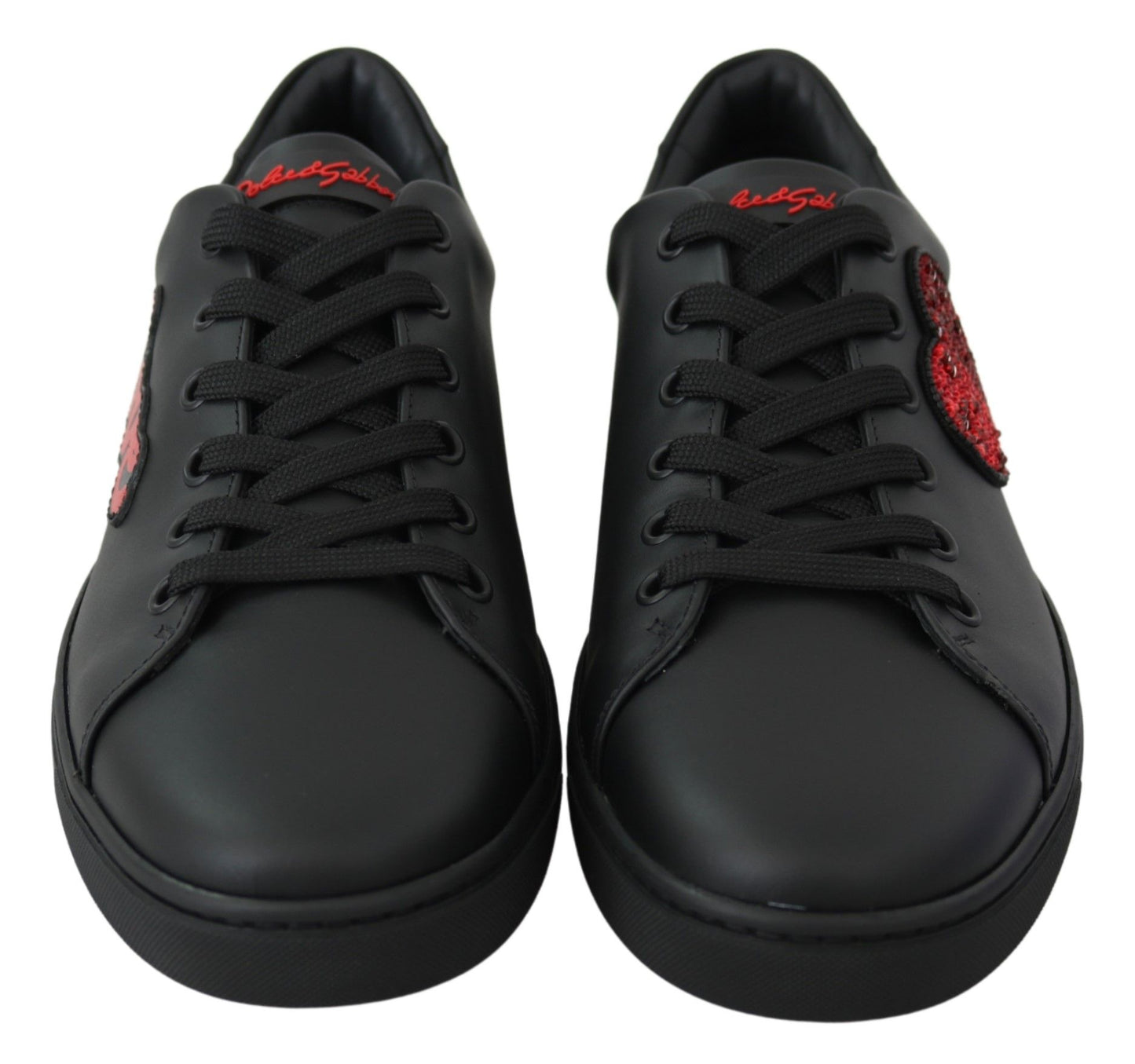 Dolce & Gabbana Elegantes zapatillas deportivas de cuero con detalles en rojo