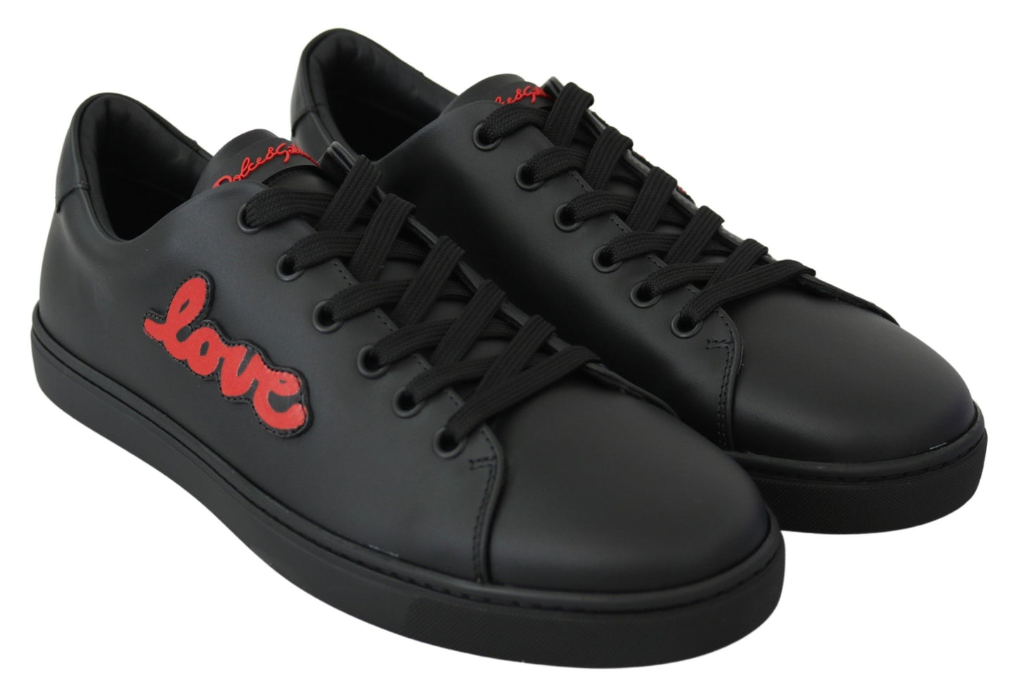 Dolce & Gabbana Elegantes zapatillas deportivas de cuero con detalles en rojo