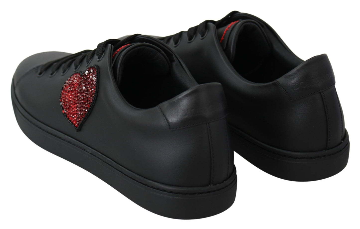 Dolce & Gabbana Elegantes zapatillas deportivas de cuero con detalles en rojo