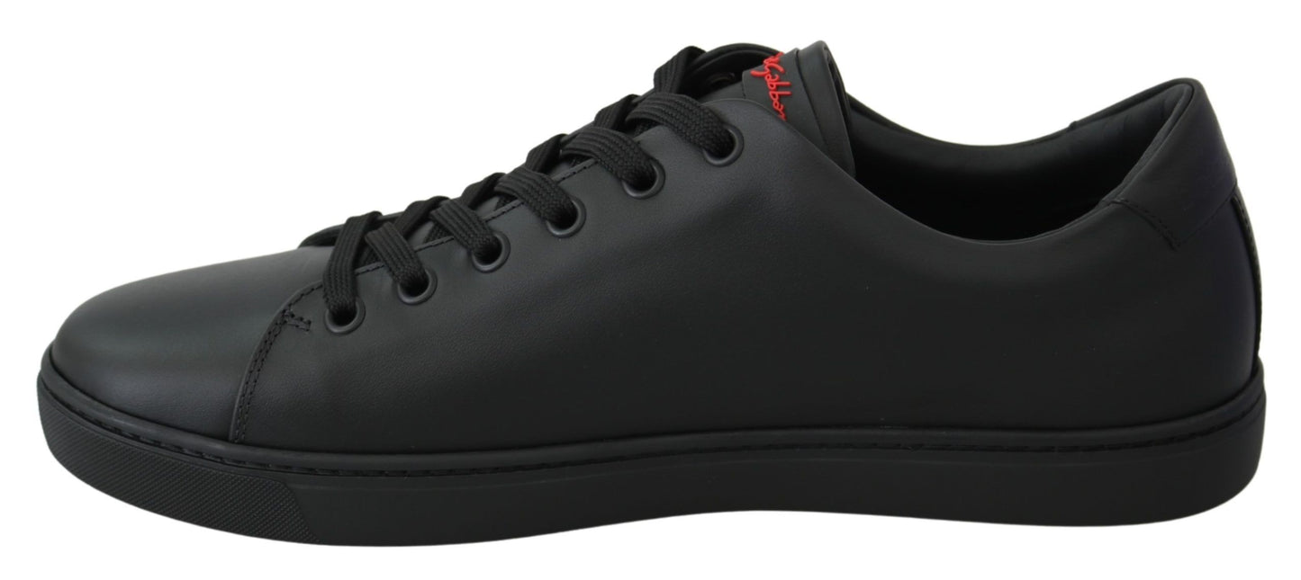 Dolce & Gabbana Elegantes zapatillas deportivas de cuero con detalles en rojo