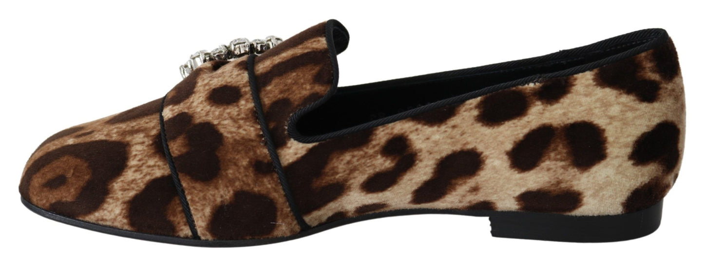 Dolce & Gabbana Mocasines con adornos de cristal y estampado de leopardo