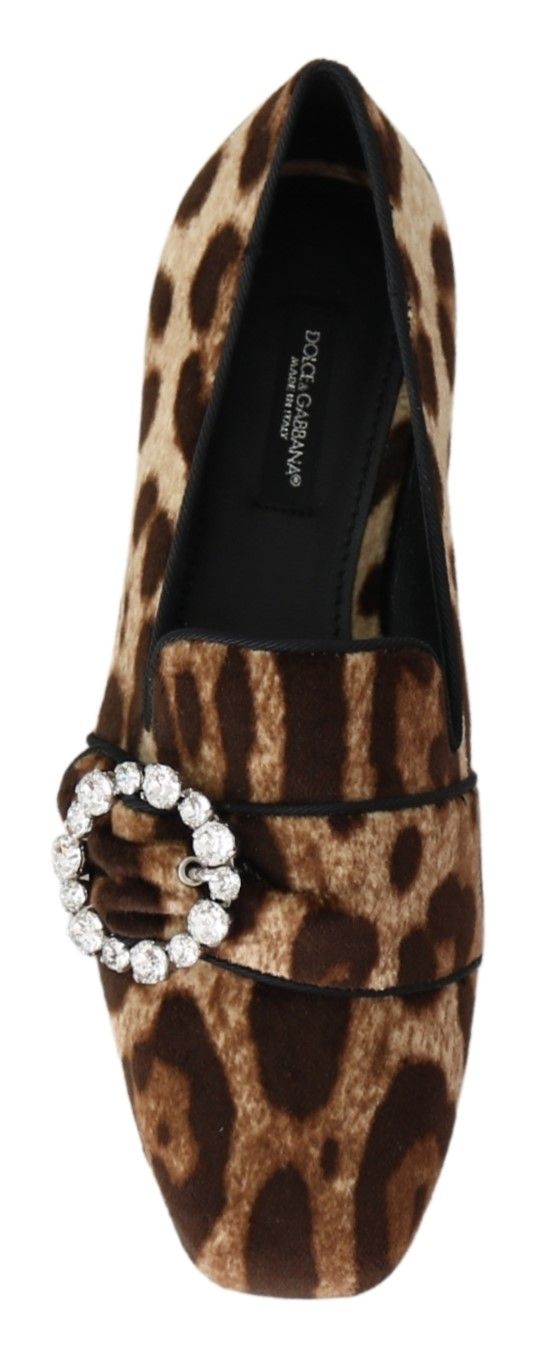 Dolce & Gabbana Mocasines con adornos de cristal y estampado de leopardo
