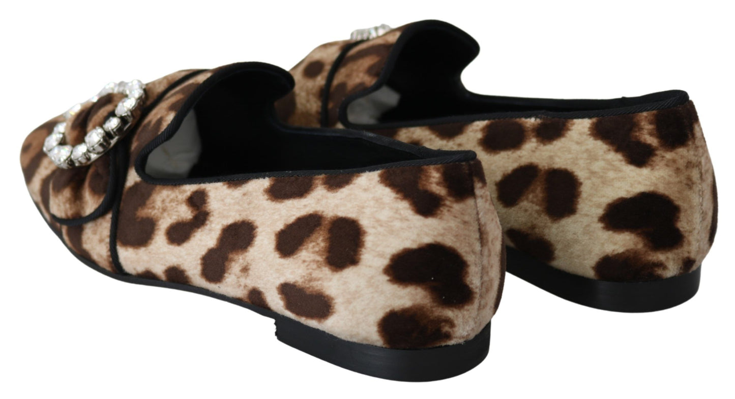 Dolce & Gabbana Mocasines con adornos de cristal y estampado de leopardo