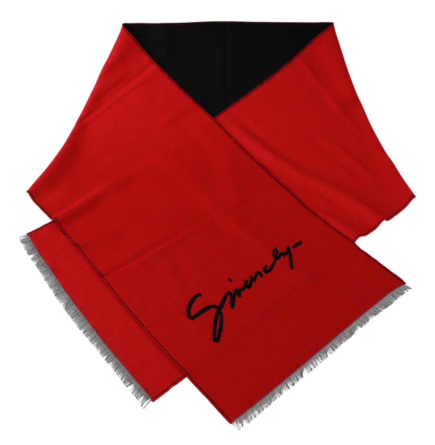 Bufanda unisex de mezcla de lana roja elegante de Givenchy