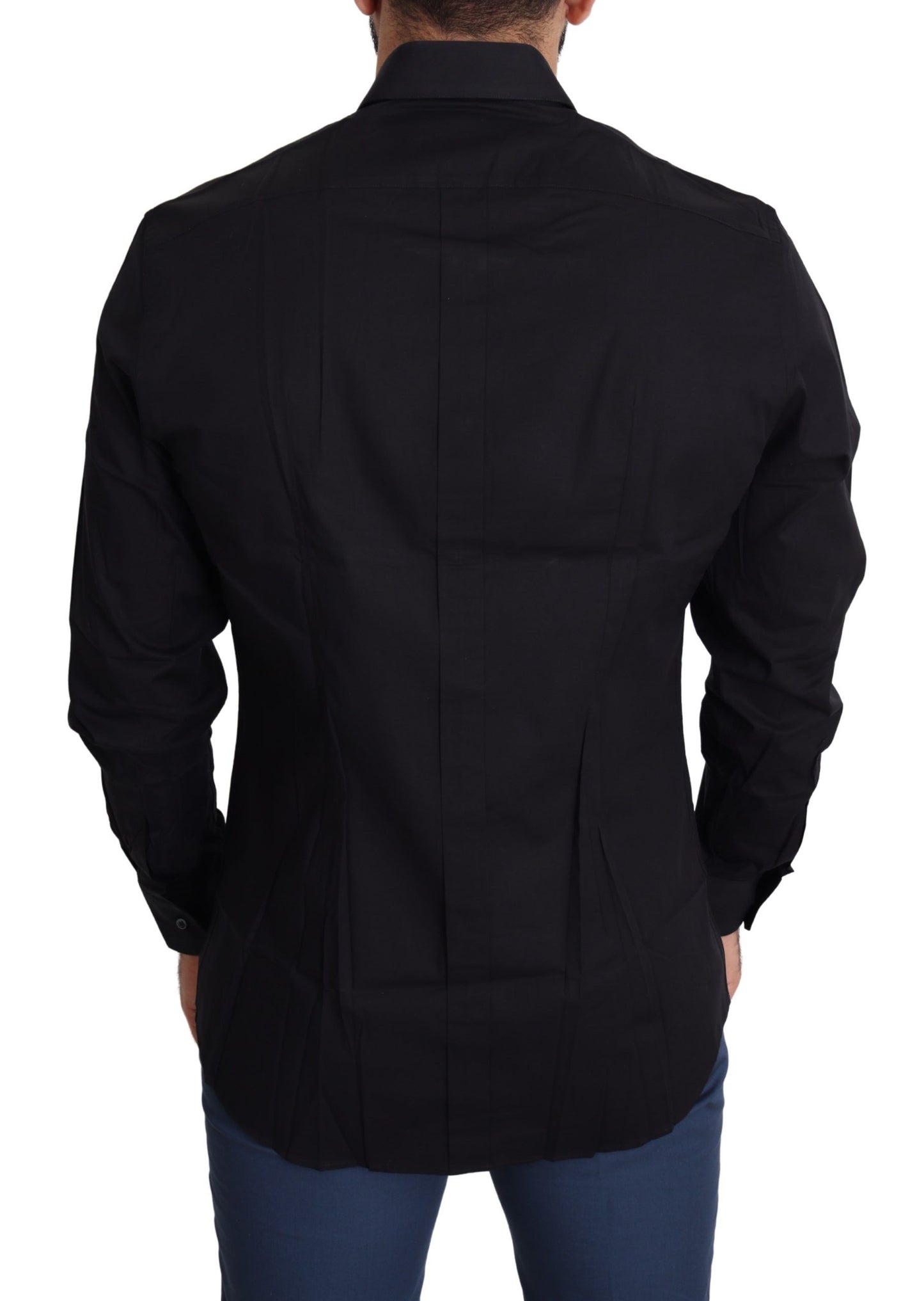 Dolce & Gabbana Elegante camisa de vestir elástica de algodón negro