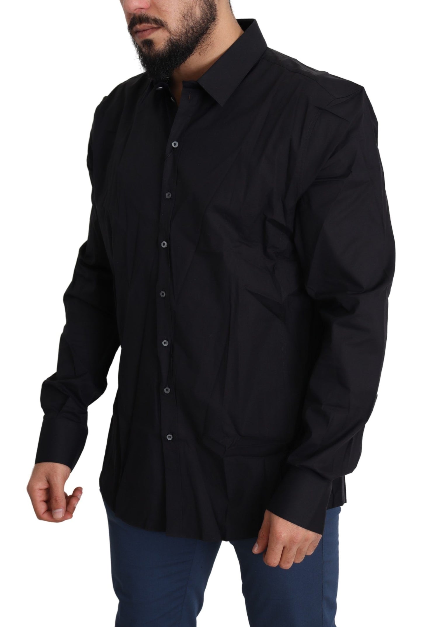 Dolce & Gabbana Camisa de vestir negra elegante slim fit