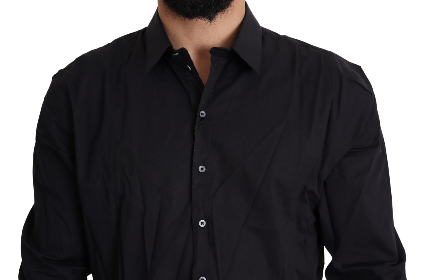 Dolce & Gabbana Camisa de vestir negra elegante slim fit
