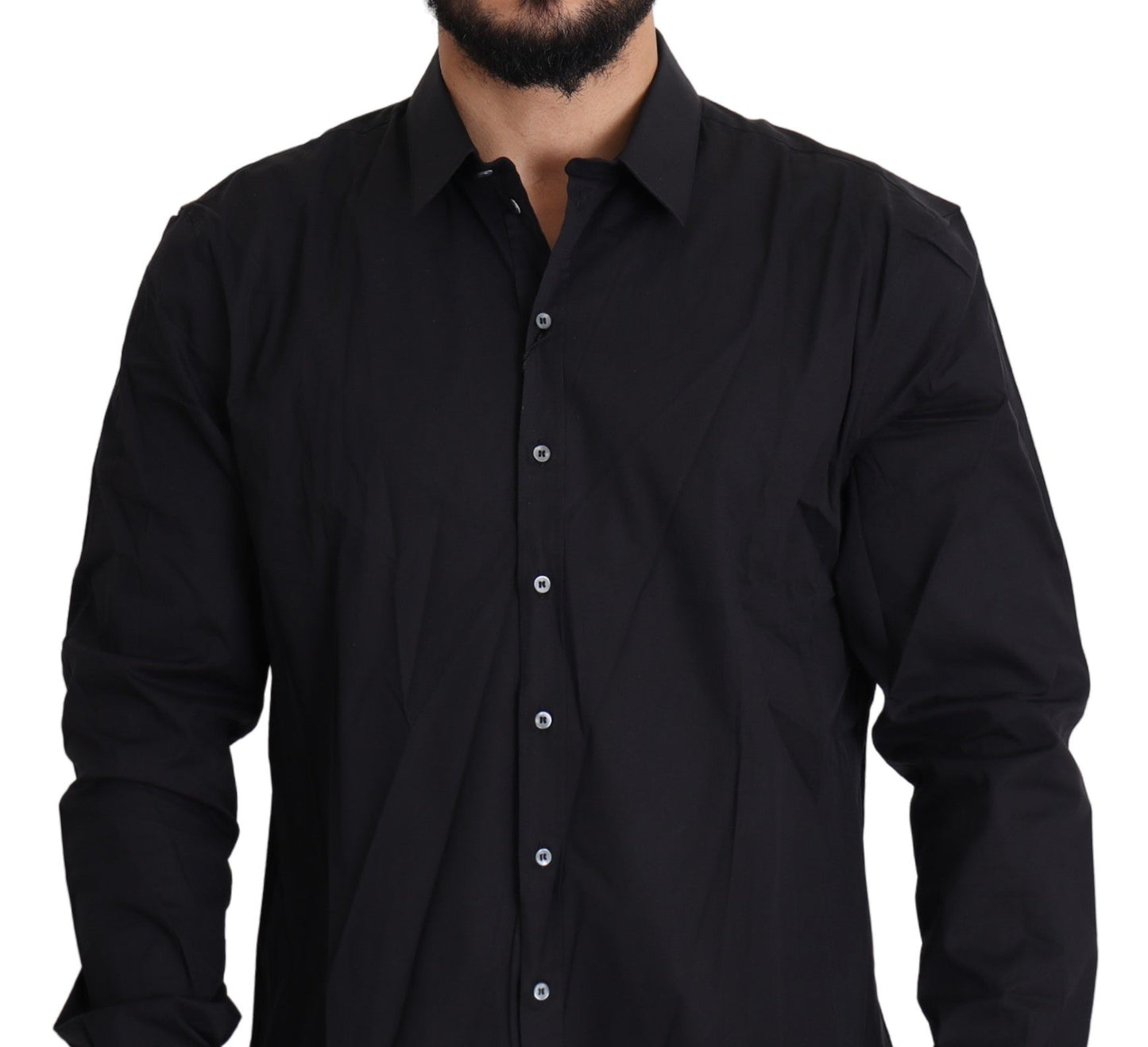 Dolce & Gabbana Camisa de vestir negra elegante slim fit